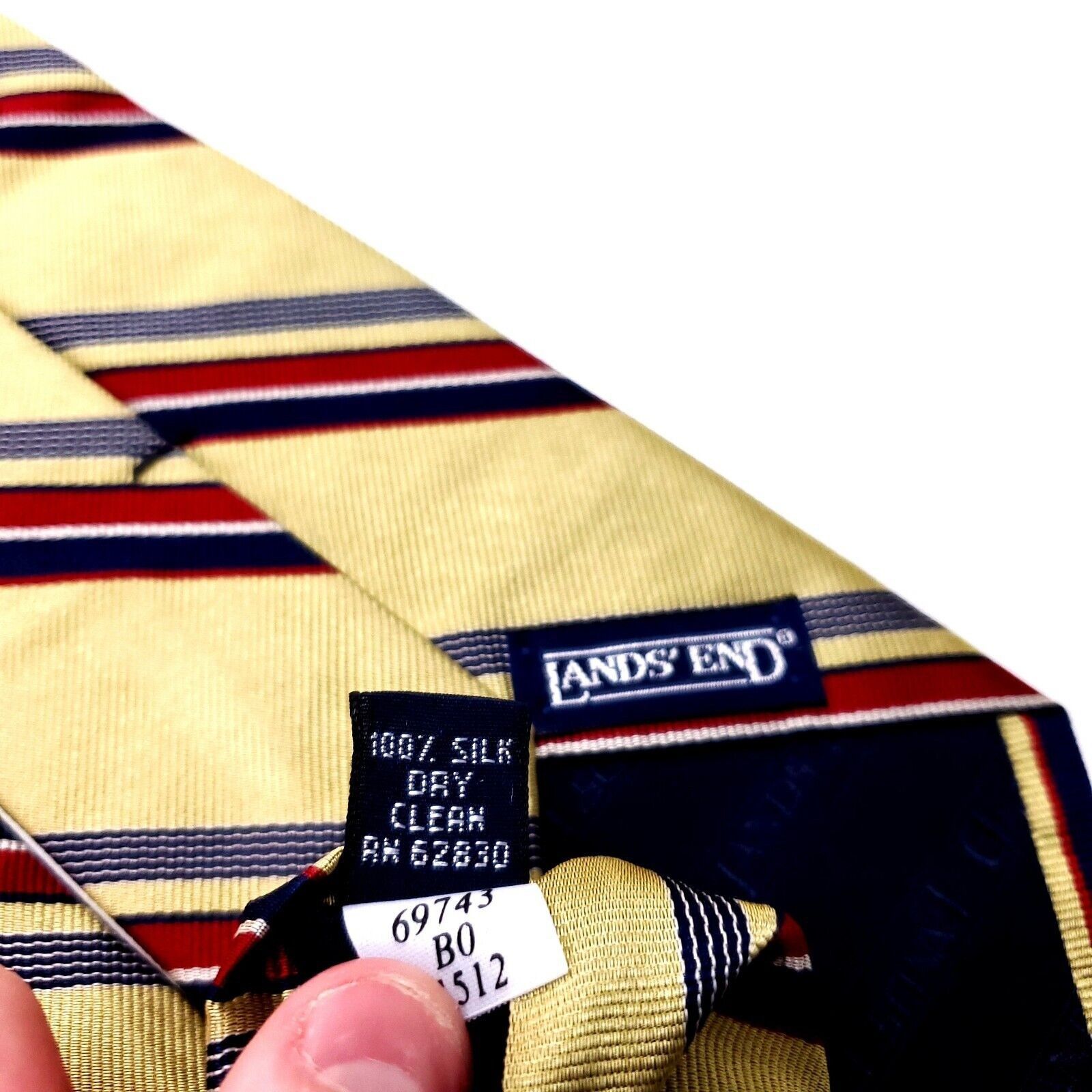 Lands' End Land's End Silk Tie Yellow Woven Striped Red Size ONE SIZE - 5 Thumbnail