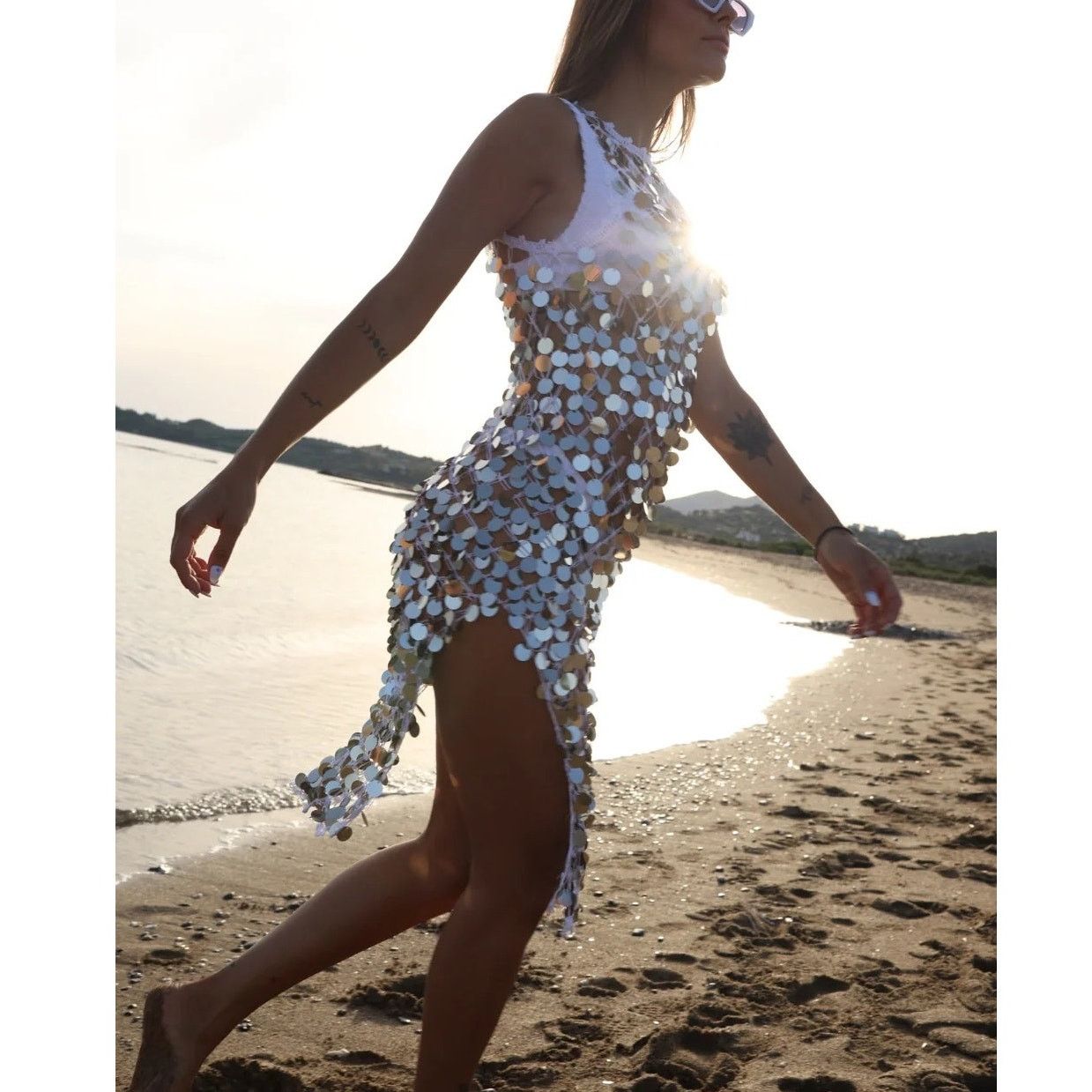 MILLY Milly Cabana sequin crochet midi dress cover up size P/S Size S / US 4 / IT 40 - 14 Thumbnail