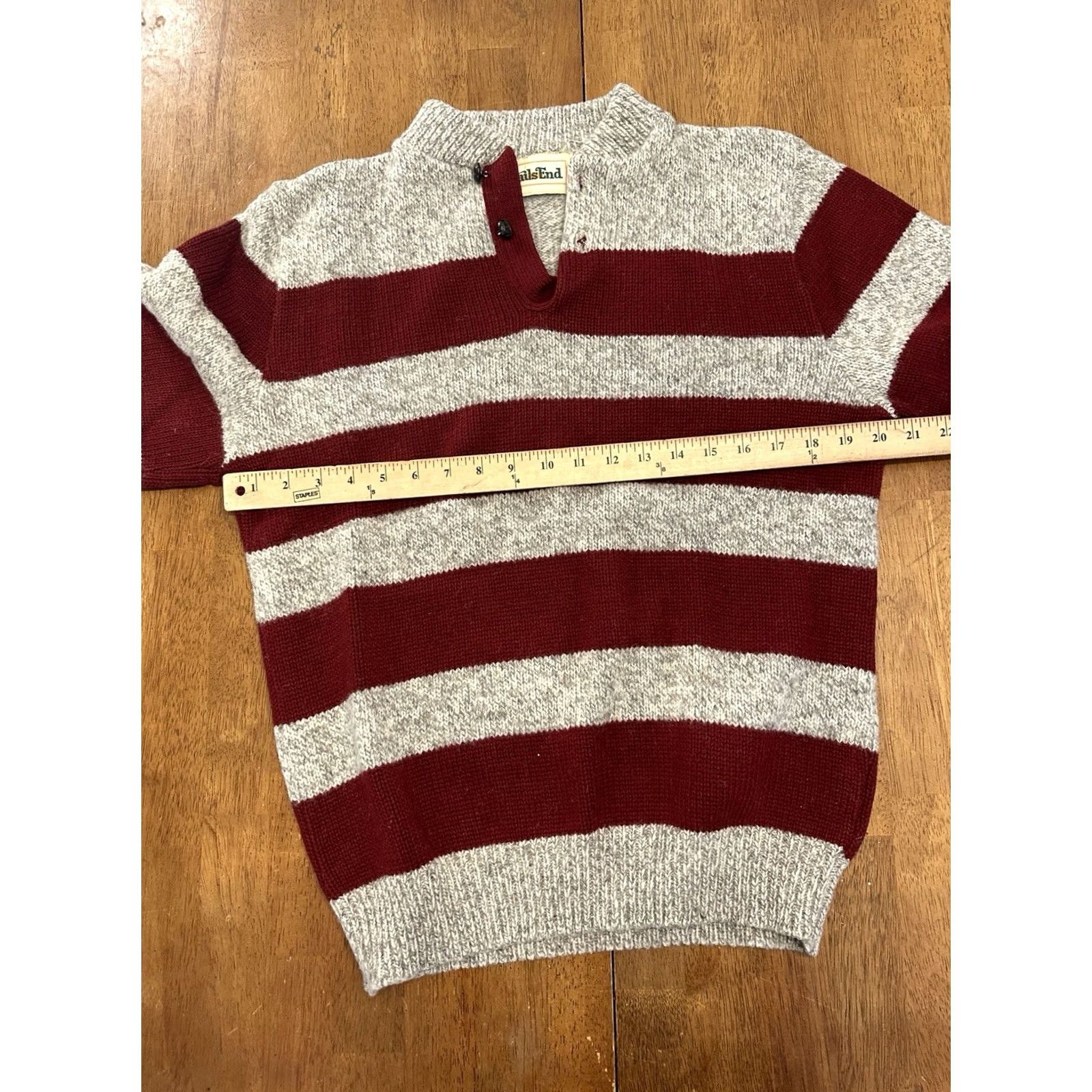 Vintage VINTAGE Trails End Sweater Henley Large Red Gray Two Tone Striped 80s Wool Mens Size US L / EU 52-54 / 3 - 4 Thumbnail