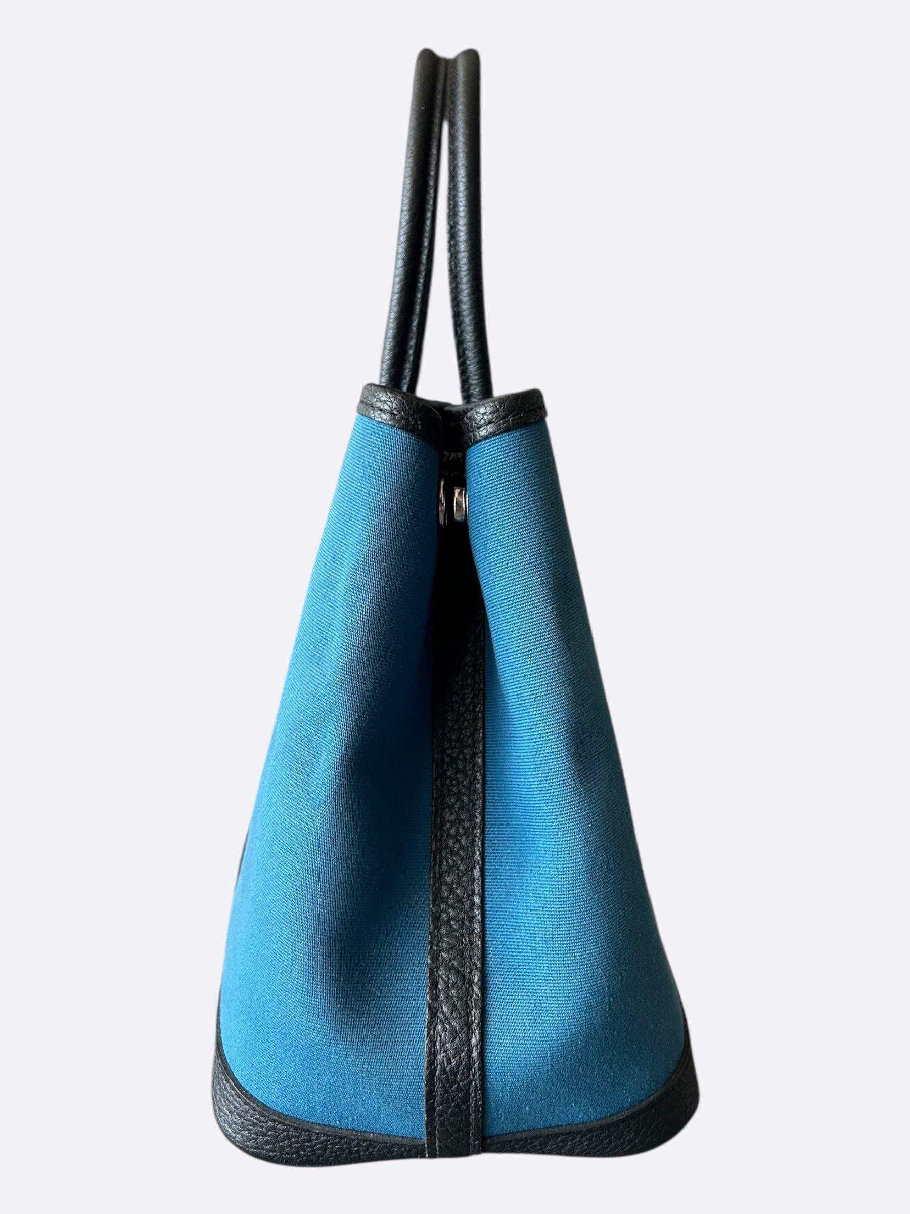 Hermes Hermes Blue Canvas & Black Togo Garden Party 30 Size ONE SIZE - 2 Thumbnail