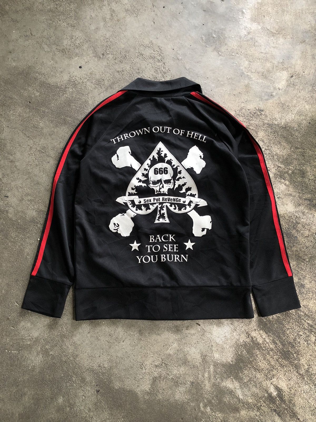 image of Sex Pot Revenge Japan Seditionaries Punk Skull Track Jacket in Black, Men's (Size Small)