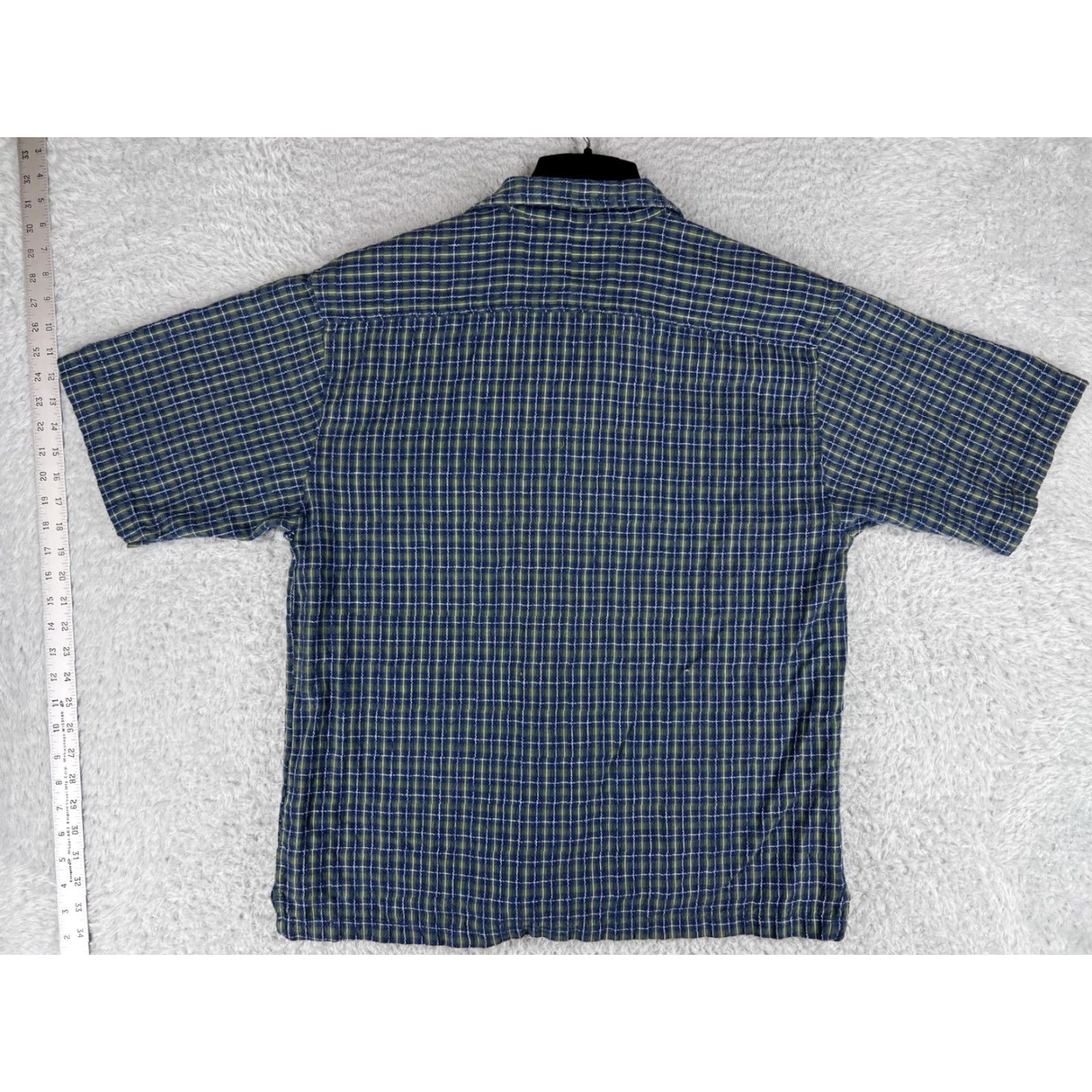 Vintage Resist Button-Up Shirt Mens Large Blue Green Plaid Western Cowboy Woven Cotton Size US L / EU 52-54 / 3 - 2 Thumbnail
