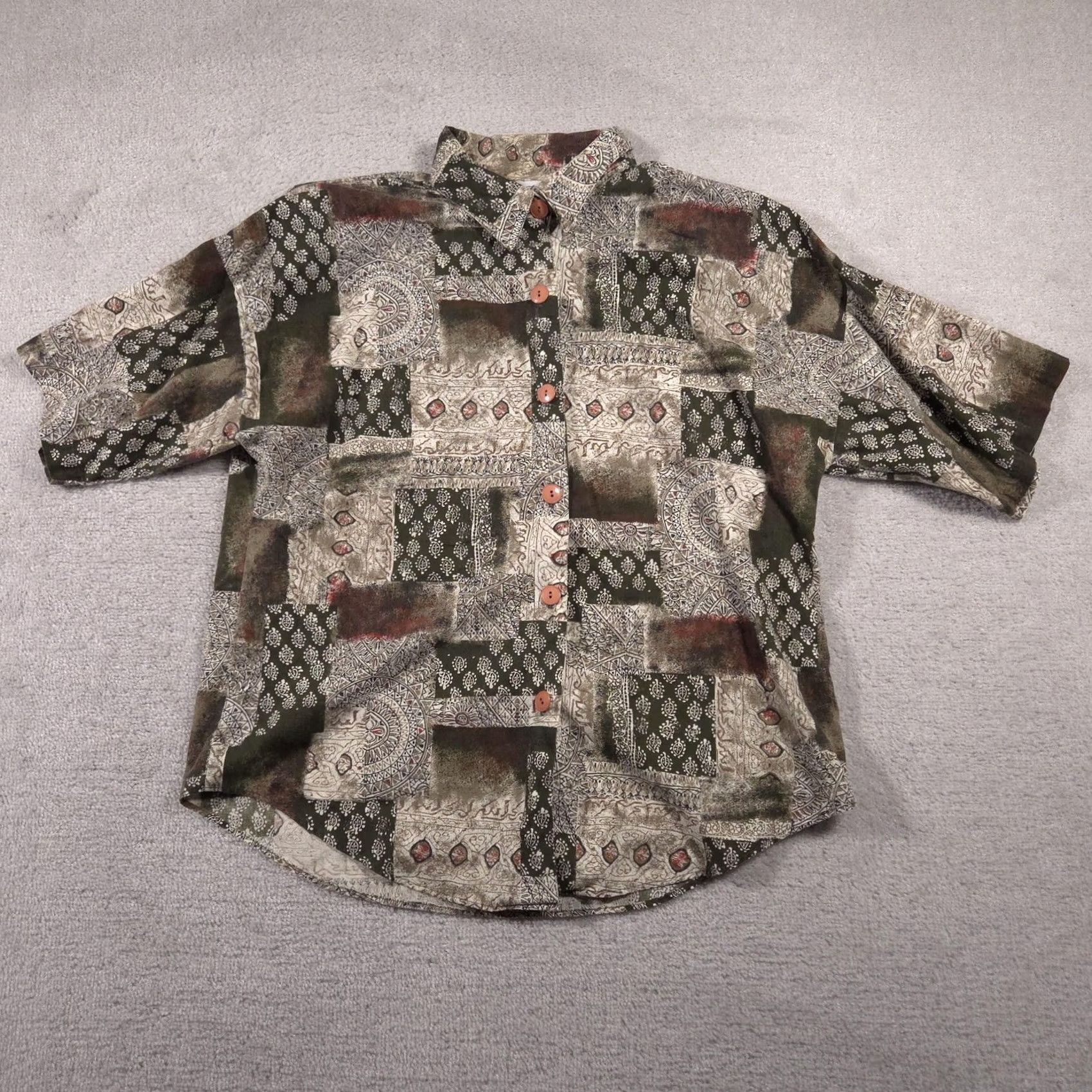 Vintage VINTAGE Act III Shirt Womens 18W Plus Geometric Print Button-Up Short Sleeve USA 90s Size XXL / US 16-18 / IT 52-54 - 2 Thumbnail