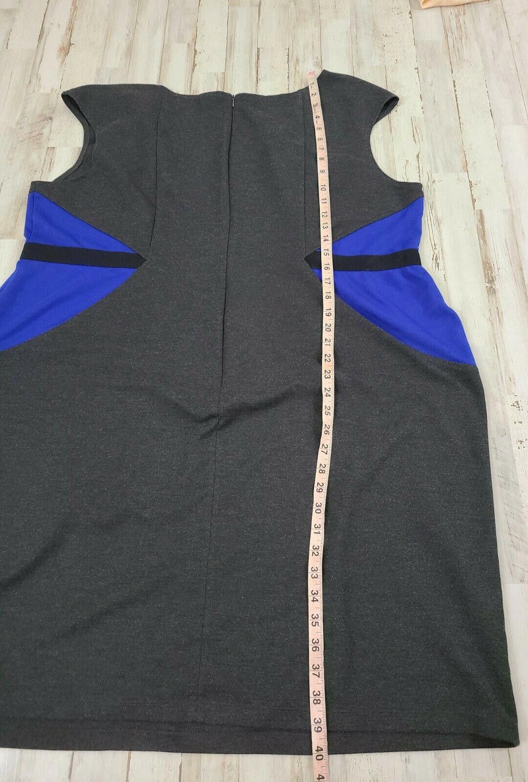 Designer Womens Dress 3x Career Sheath Color block Gray Blue Size 3XL / US 20-22 - 8 Thumbnail