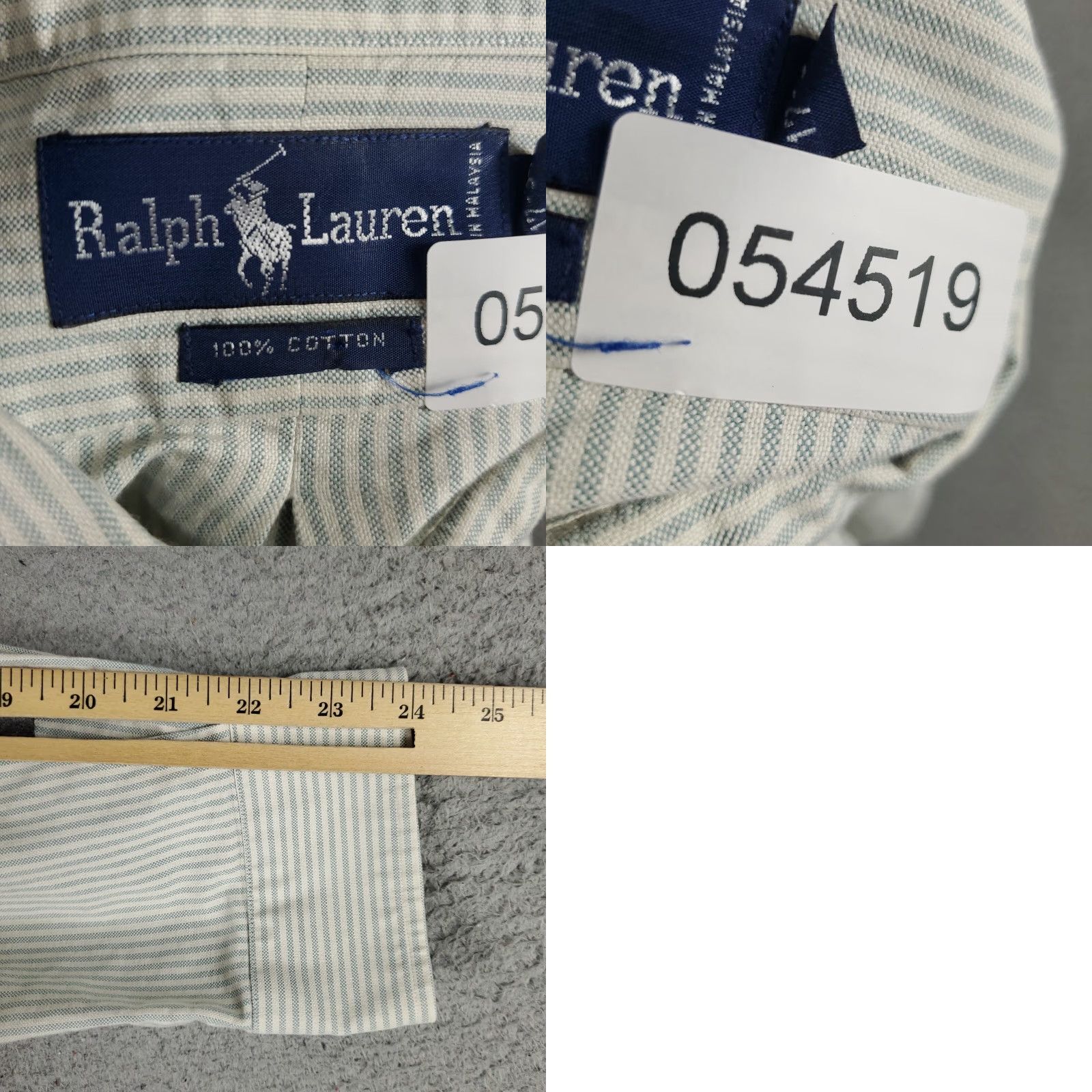 Ralph Lauren Ralph Lauren Dress Shirt Men 17 Green Striped Pony Button-Down Long Sleeve Regular Fit Adult Size 17 Cuffed Barrel Mens Size 46R - 8 Thumbnail