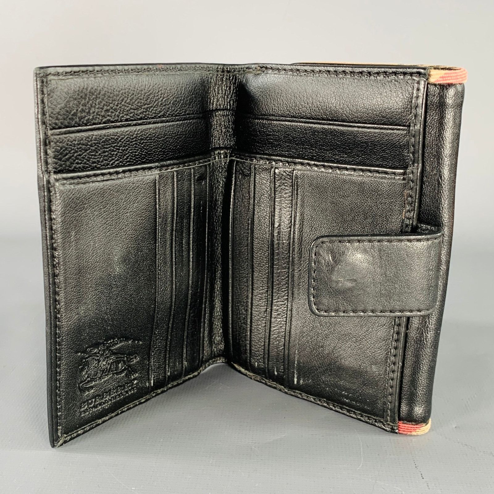 Burberry BURBERRY Black Faux Leather Check Trim Wallet Size ONE SIZE - 3 Thumbnail