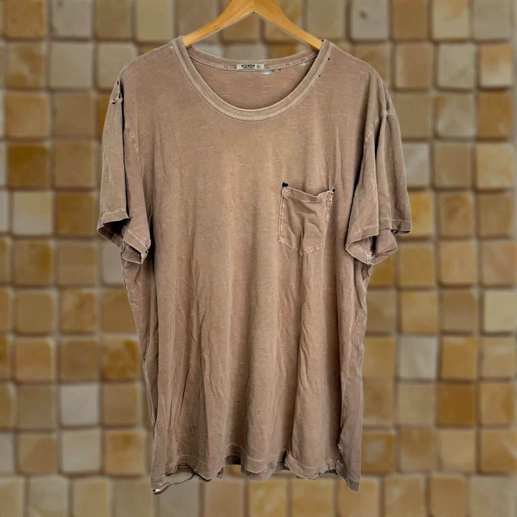 Buck Mason Buck Mason Shirt Mens XL Slub Curved Hem Pocket Tee Brown Distressed Regular Modern Cotton Knit Short Sleeve Crew Neck T-Shirt Size US XL / EU 56 / 4 - 1 Thumbnail