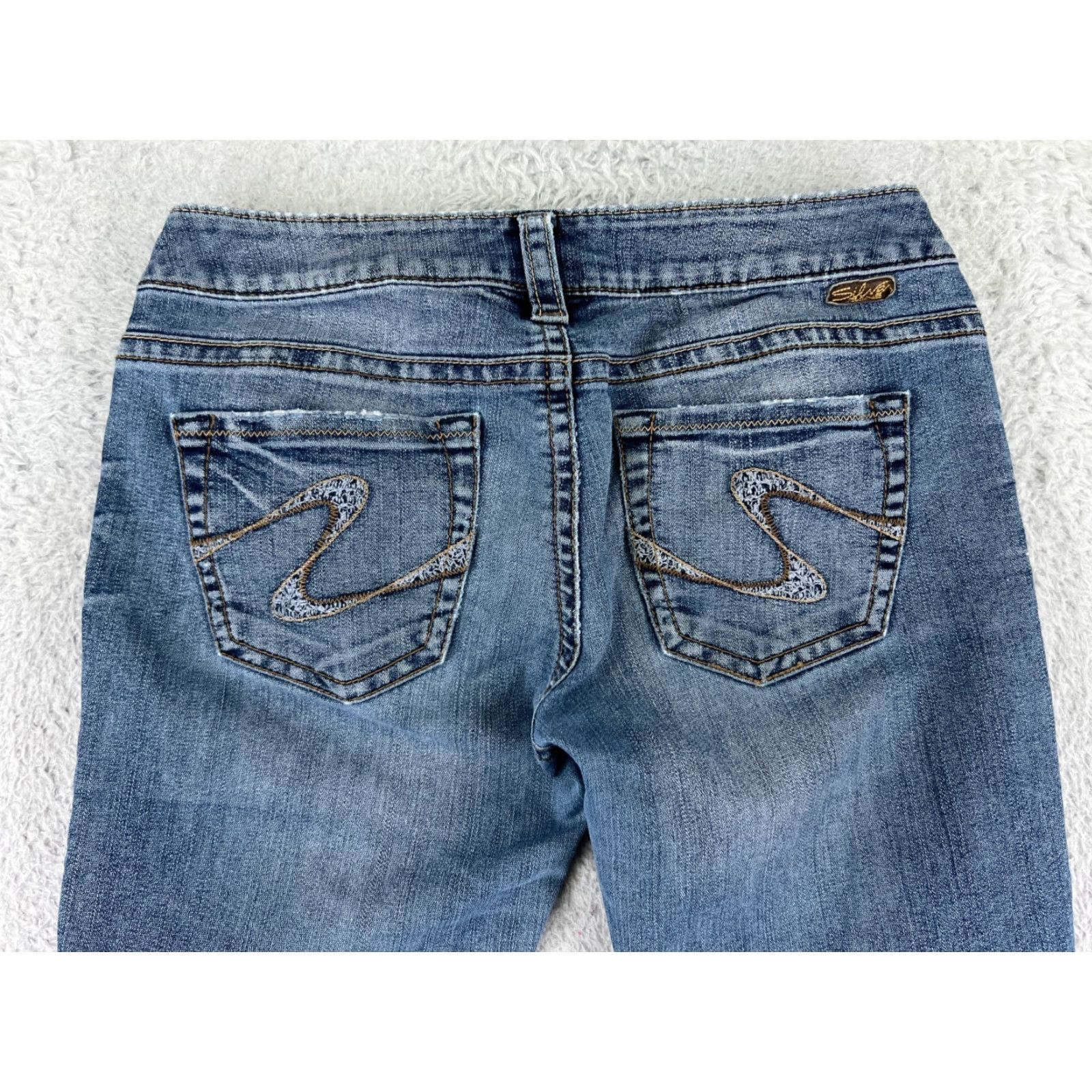 Silver Jeans Co. Silver Jeans Womens Jeans Bootcut 29 Blue Denim Embroidered Light Wash 5-Pocket Size 29" - 3 Thumbnail