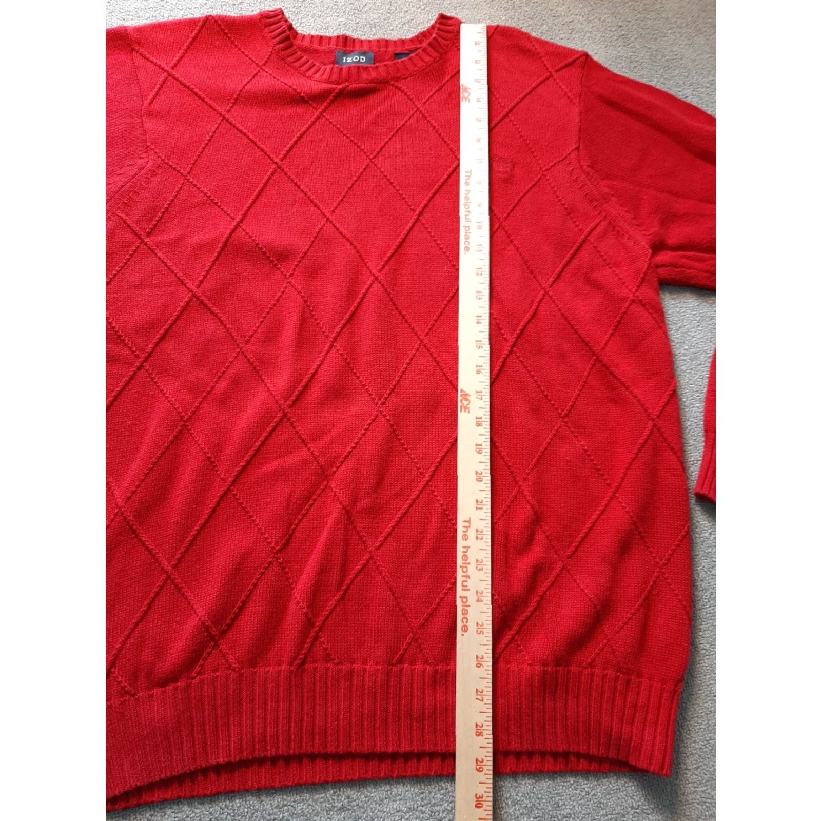 Izod VINTAGE Izod Mens Sweater XL Red Long Sleeve Cotton Knit Size US XL / EU 56 / 4 - 4 Thumbnail