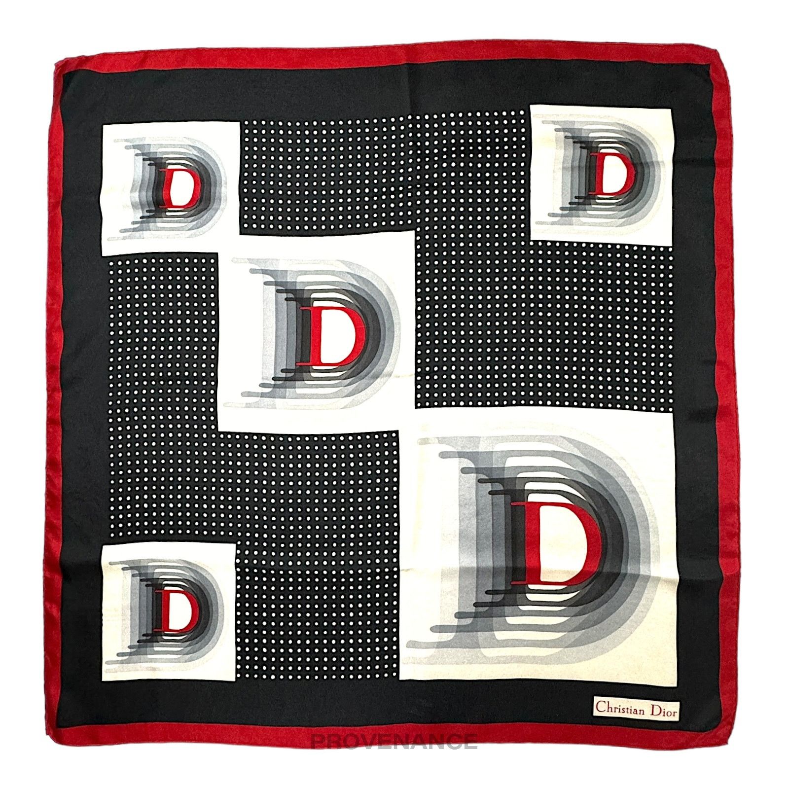 Dior 🔴 Christian Dior D Infinity Silk Scarf 75 - Red Black White Size ONE SIZE - 1 Thumbnail
