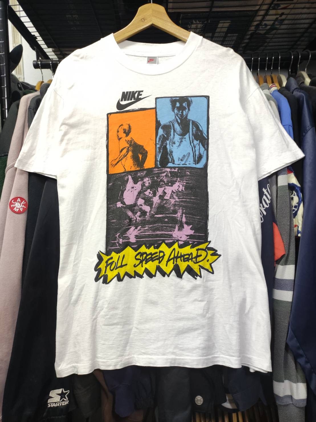 Nike Vtg 90's Nike " Full Speed Ahead " Single Stitch T-Shirt Size US L / EU 52-54 / 3 - 2 Thumbnail