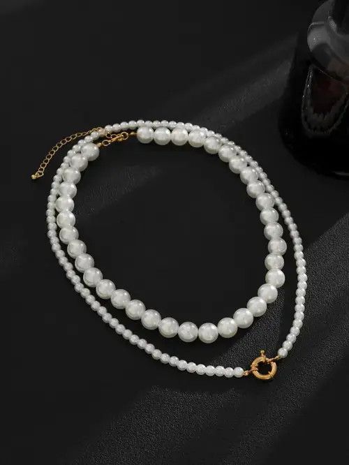 VIBE Retro Punk Necklace Pearl Choker 2pc set Size ONE SIZE - 4 Thumbnail