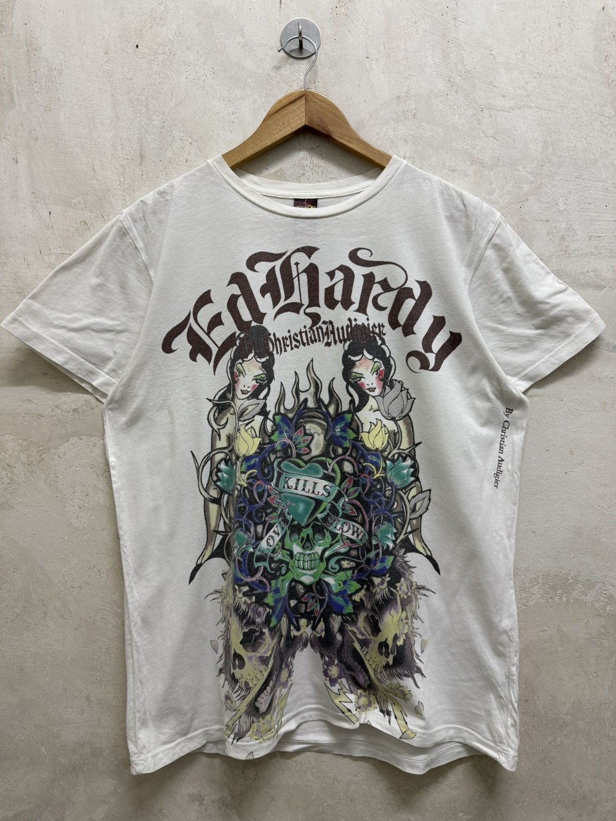 Ed Hardy Vintage Ed Hardy By Christian Audigier Geisha Skull T-Shirt Size US L / EU 52-54 / 3 - 1 Thumbnail