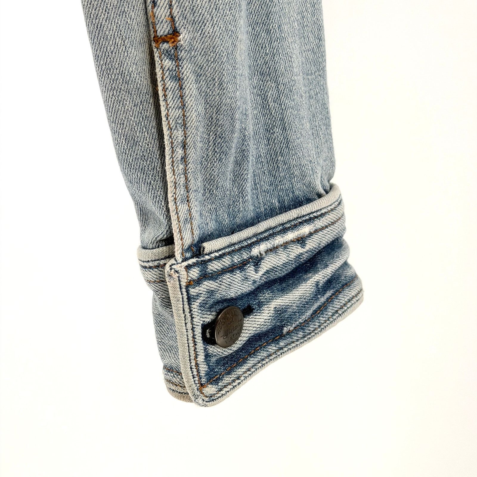 Abercrombie & Fitch Vintage Y2K Light Blue Distressed Cropped Denim Jacket Size M / US 6-8 / IT 42-44 - 4 Thumbnail