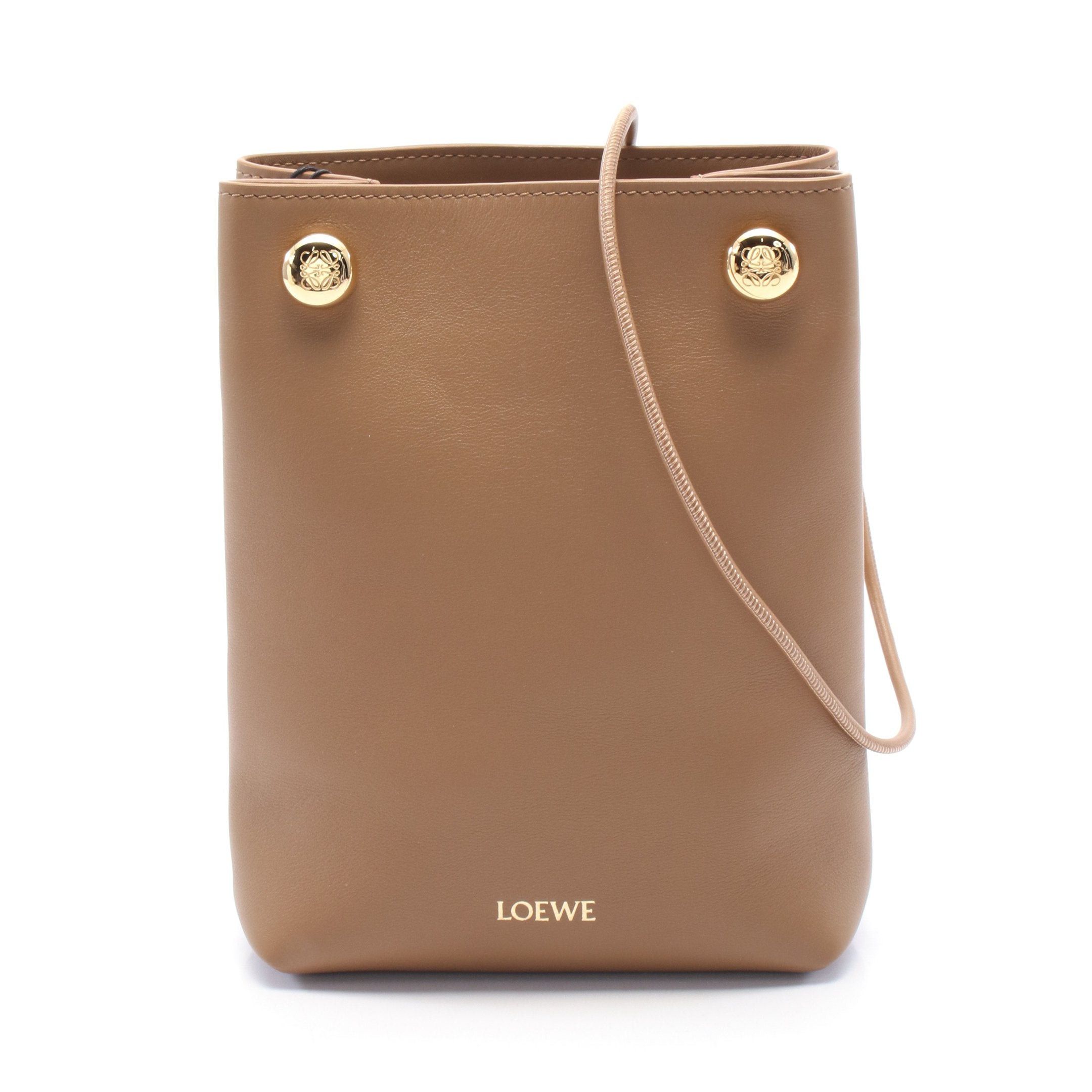 Loewe Loewe Pebble Pouch Shoulder Bag Leather Brown Size ONE SIZE - 1 Thumbnail