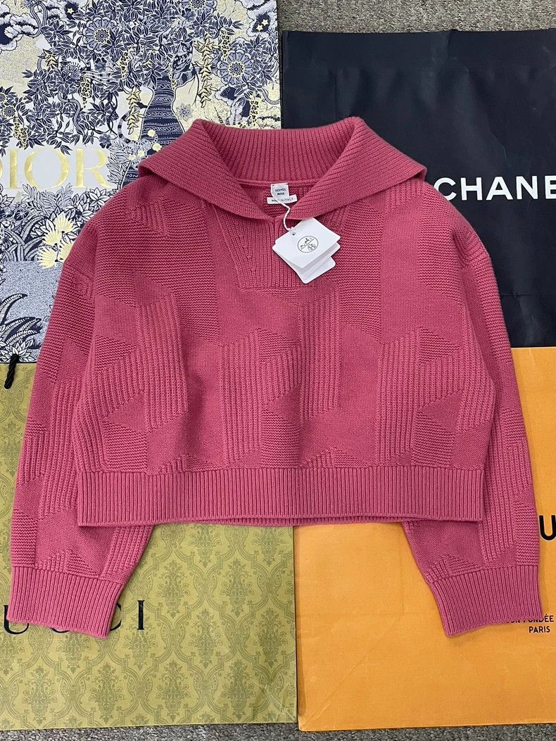Hermes Hermes Pink Logo Collar Sweater Size US M / EU 48-50 / 2 - 1 Thumbnail
