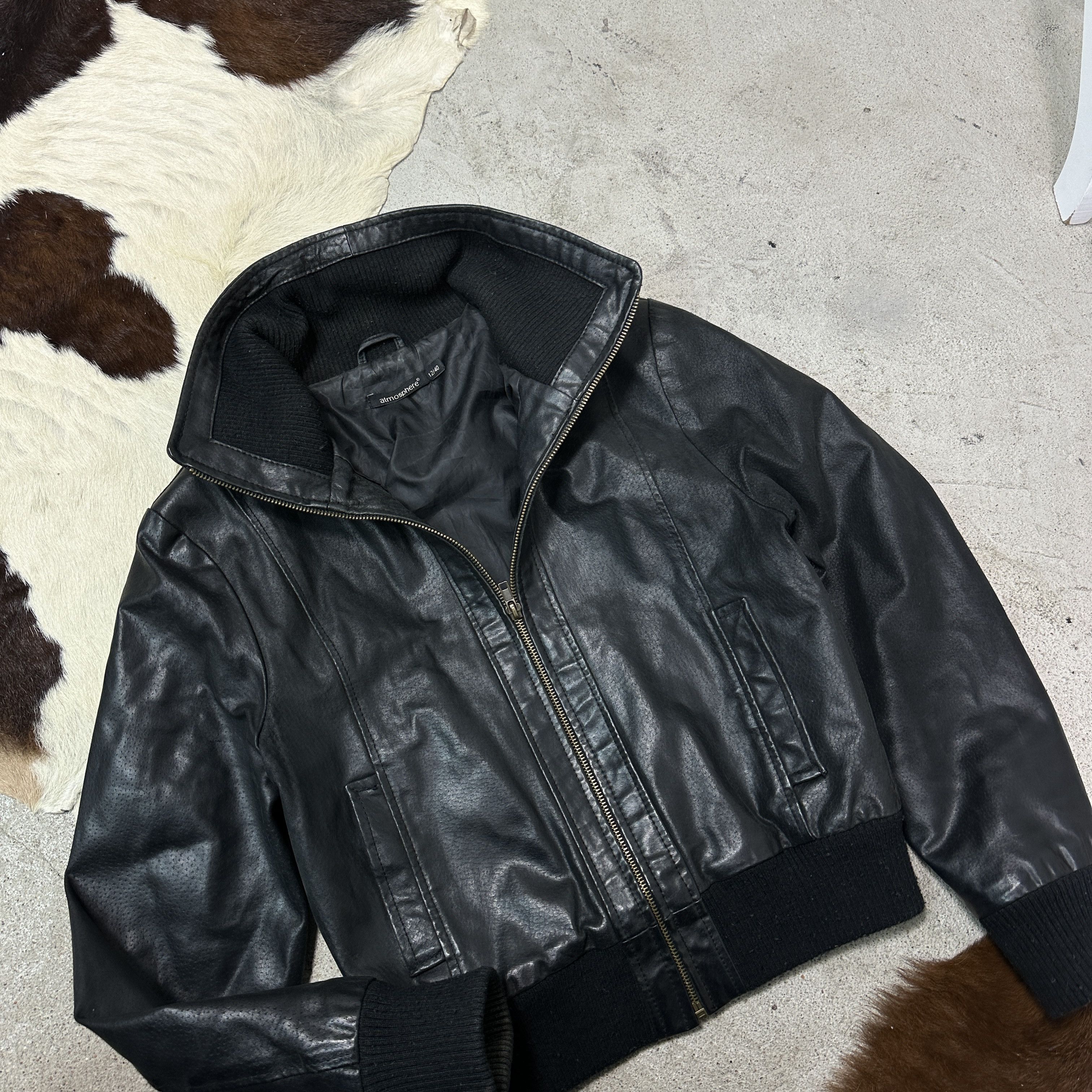 Vintage Vintage Avant Garde Grunge Biker Fitted Leather Jacket 00s Size US M / EU 48-50 / 2 - 4 Thumbnail