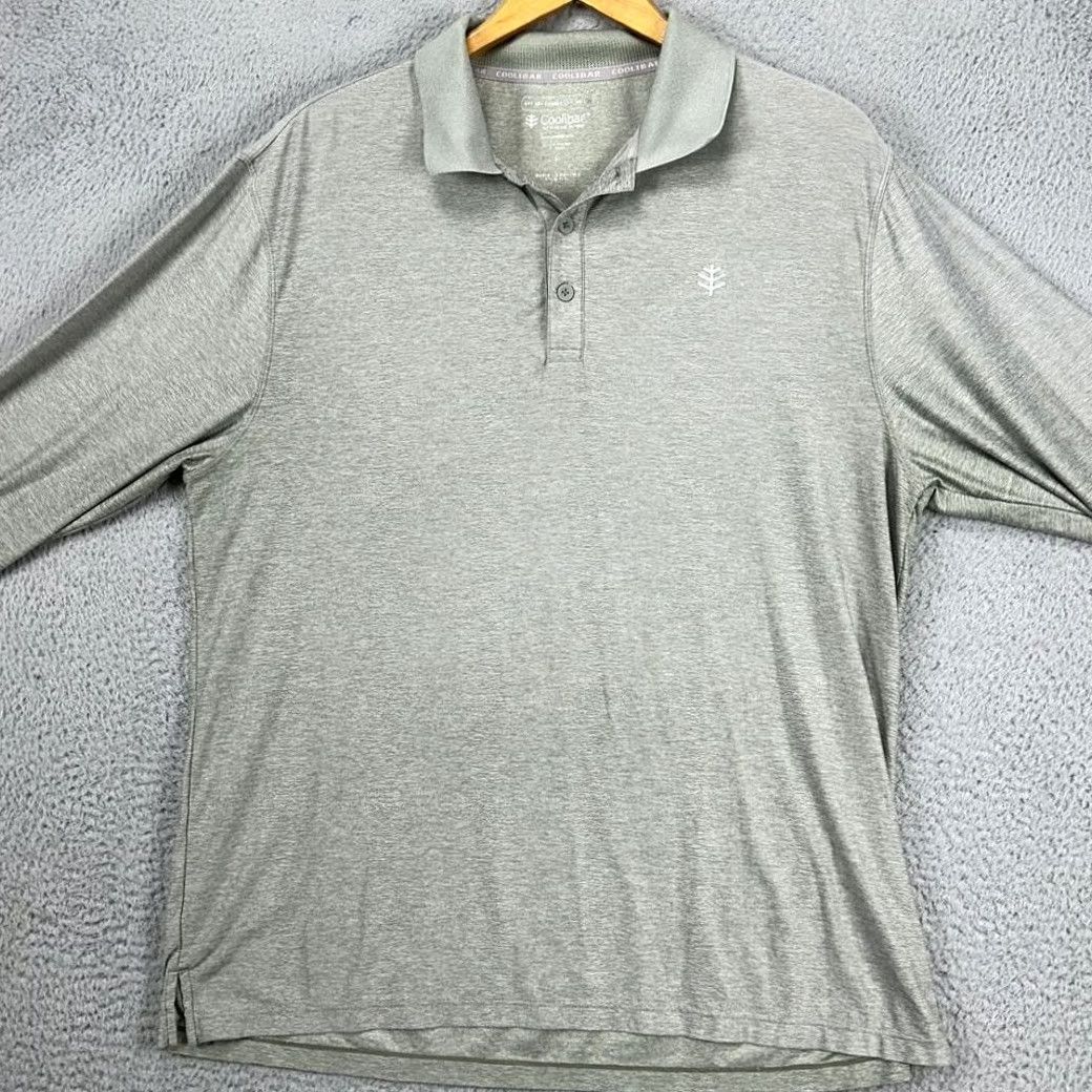 Vintage Coolibar Long Sleeve Polo Shirt Mens Large Gray UV Protection Stretch Rugby Shirt Size US L / EU 52-54 / 3 - 3 Thumbnail