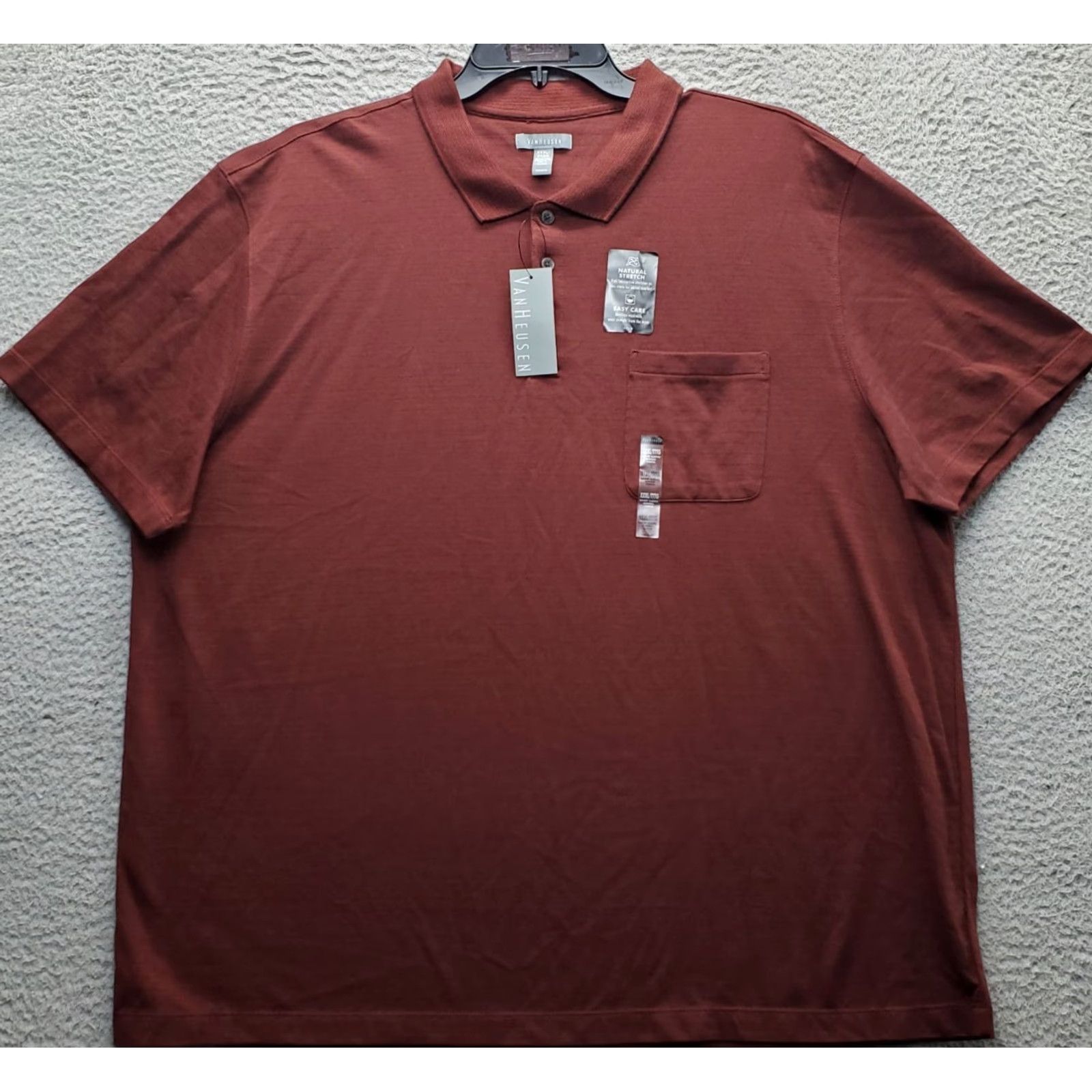 Van Heusen Van Heusen Polo Shirt Mens 3XL Dark Red Short Sleeve Easy Care Polo Size US XXL / EU 58 / 5 - 2 Thumbnail
