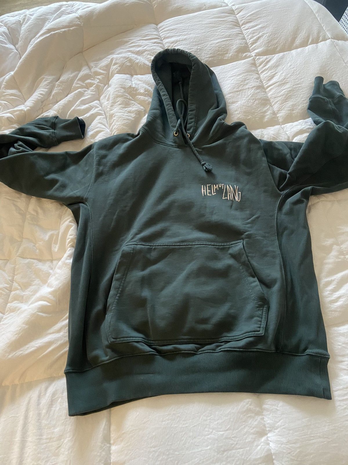 image of Helmut Lang Scribble Hoodie in Green, Men's (Size Medium)