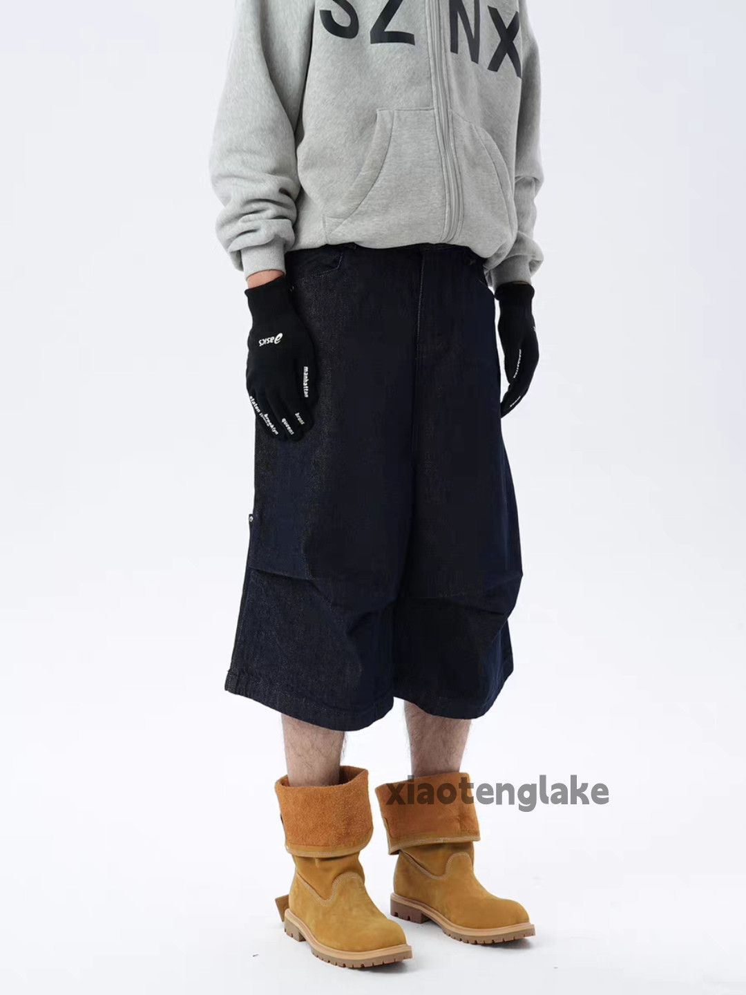 Vintage xz denim wide Leg loose baggy hiphop work shorts Size US 33 - 9 Thumbnail