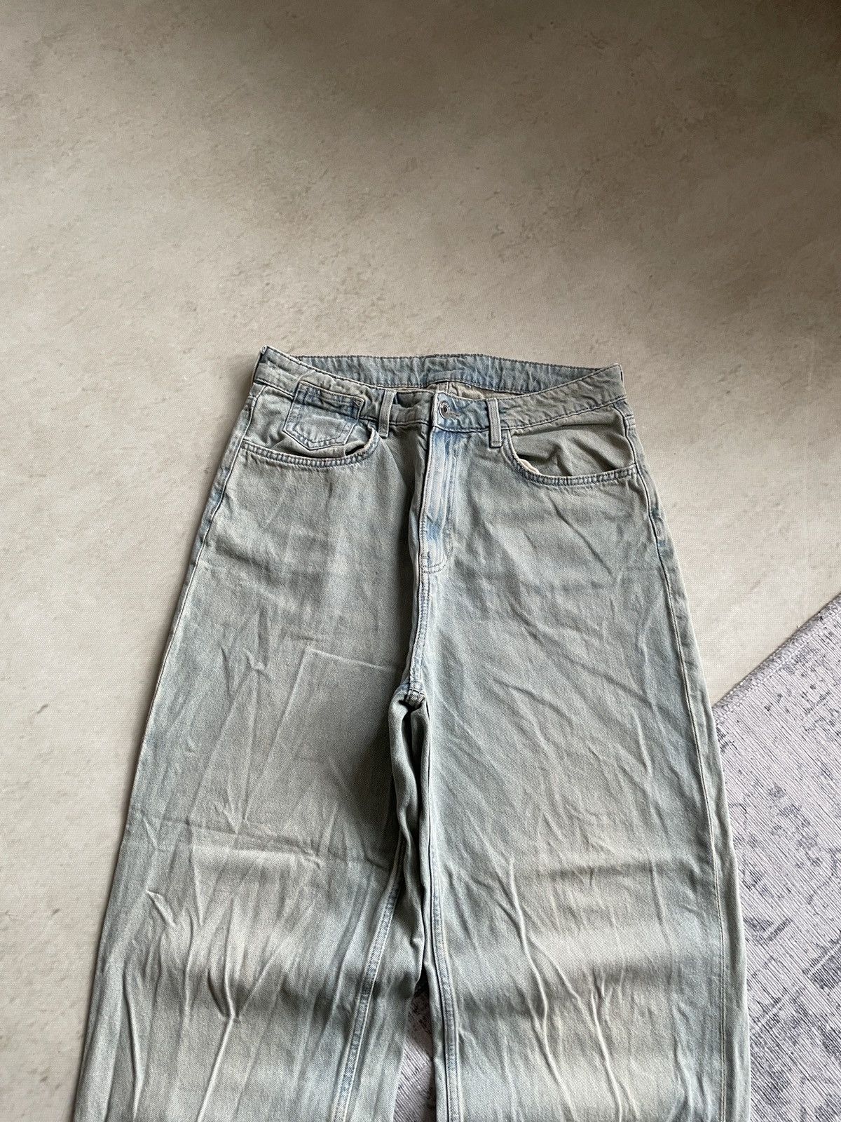 Vintage Avant Garde Mud Washed Baggy Wide Faded Flared Denim Jeans Size US 32 / EU 48 - 3 Thumbnail