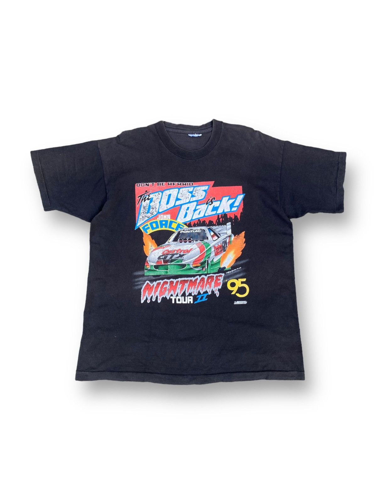 image of Vintage John Force Racing Car Nightmare Tour Shirt. C4 in Black, Men's (Size XL)