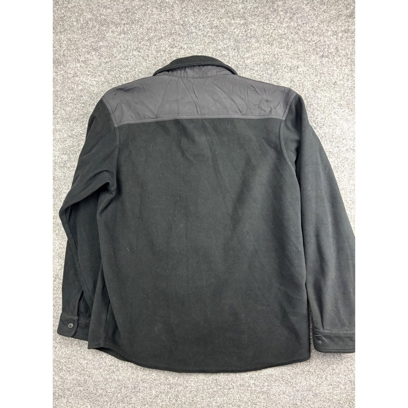 YOKE Columbia Fleece Shirt Mens Large Black Nylon Shoulder Yoke Shacket Button Up Size US L / EU 52-54 / 3 - 7 Thumbnail