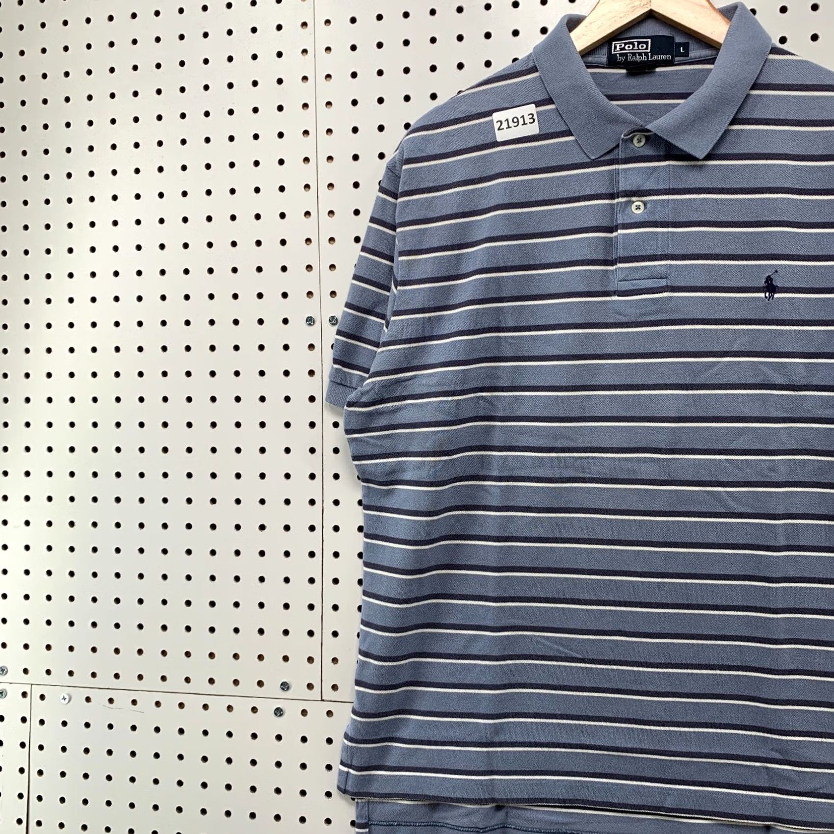 Polo Ralph Lauren Polo Ralph Lauren Polo Shirt Blue White Striped Pony Mens Large Size US L / EU 52-54 / 3 - 3 Thumbnail