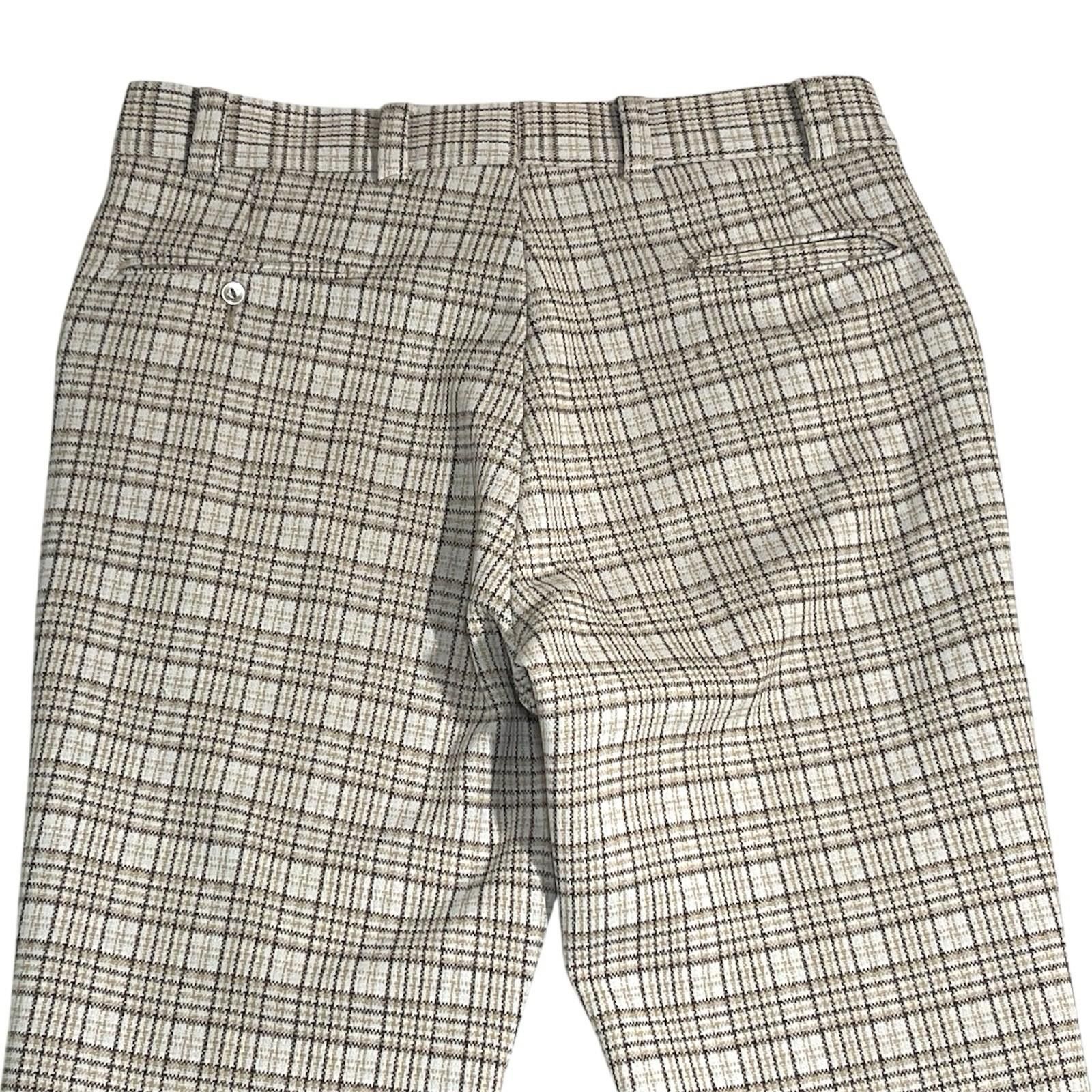 Vintage 1980s Plaid Comfortable Wide Leg High Waist Flair Trousers Size US 30 / EU 46 - 5 Thumbnail
