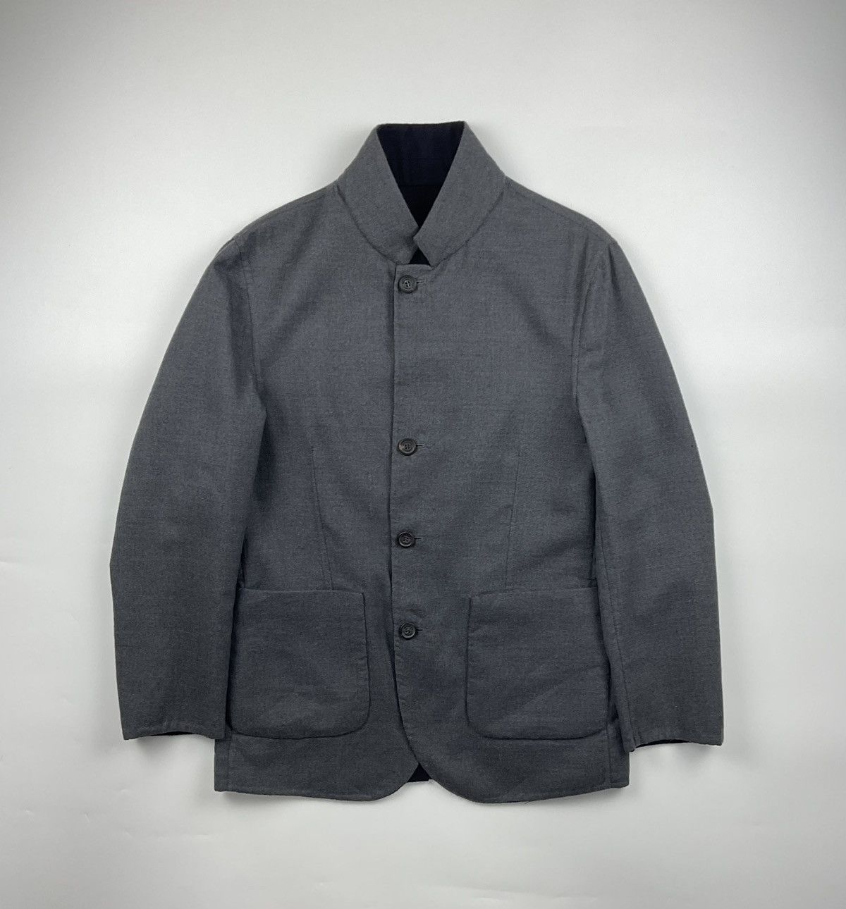 image of Brunello Cucinelli Reversible Cashmere Silk Coat in Gray/Navy, Men's (Size Small)