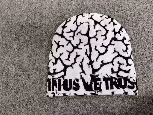Other Brain Pattern All Over Graphic No Cuff Beanie Hat White Size ONE SIZE - 2 Thumbnail