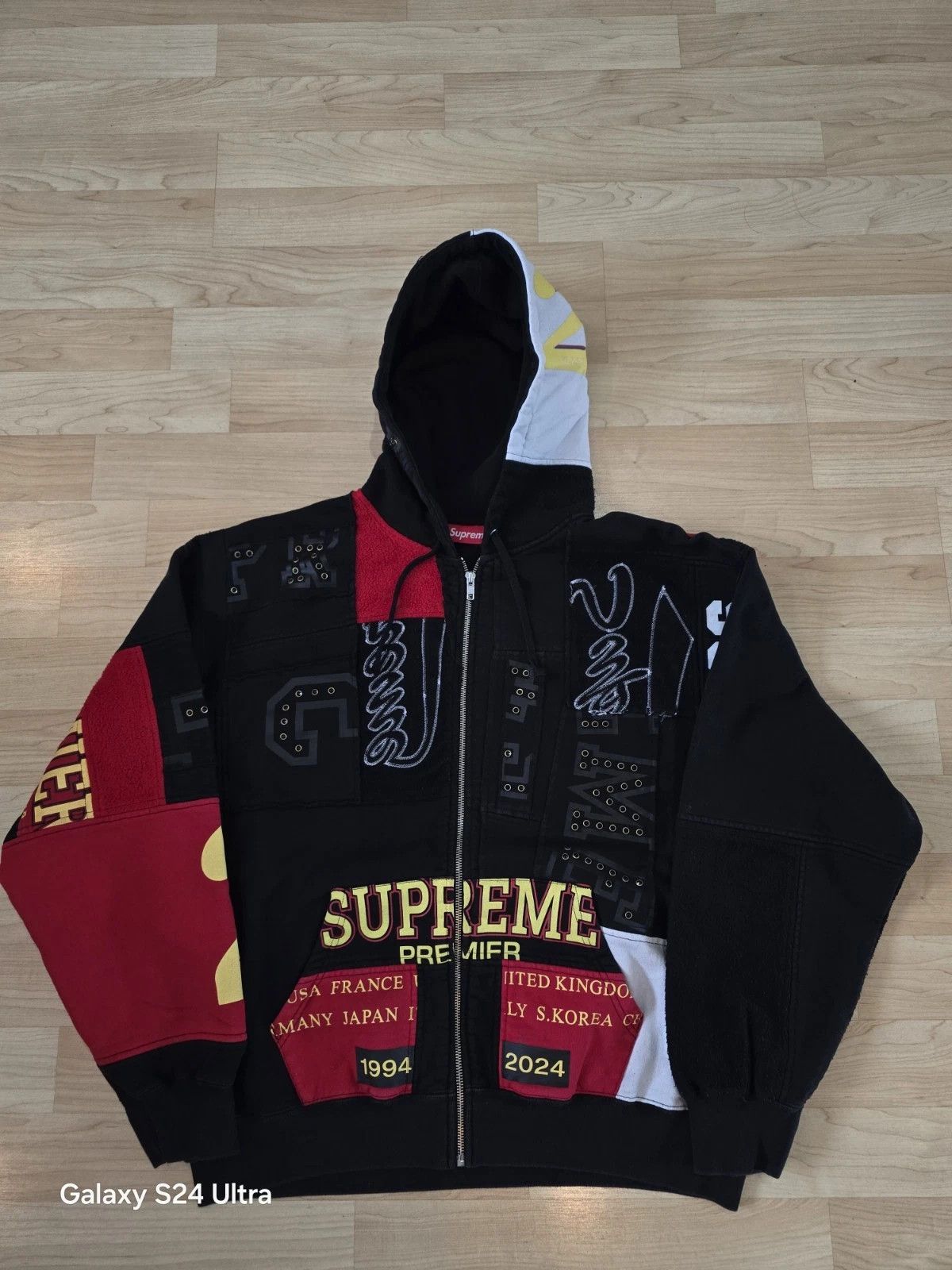 トップス Supreme Patchwork Zip Hooded Sweatshirt Supreme Patchwork Zip Up Hooded Sweatshirt (SS25) Black