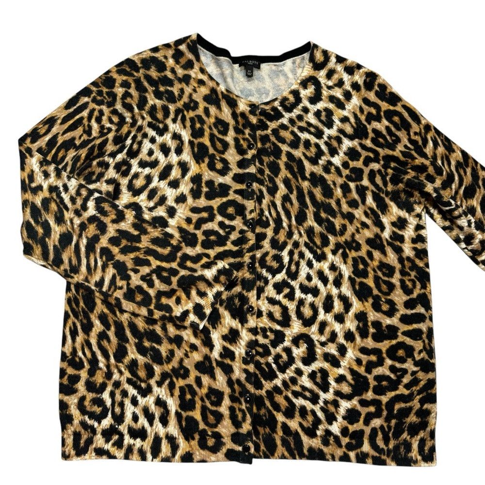Talbots Talbots Cotton Cashmere Blend Animal Print Cardigan Size 2X Size XXL / US 16-18 / IT 52-54 - 5 Thumbnail
