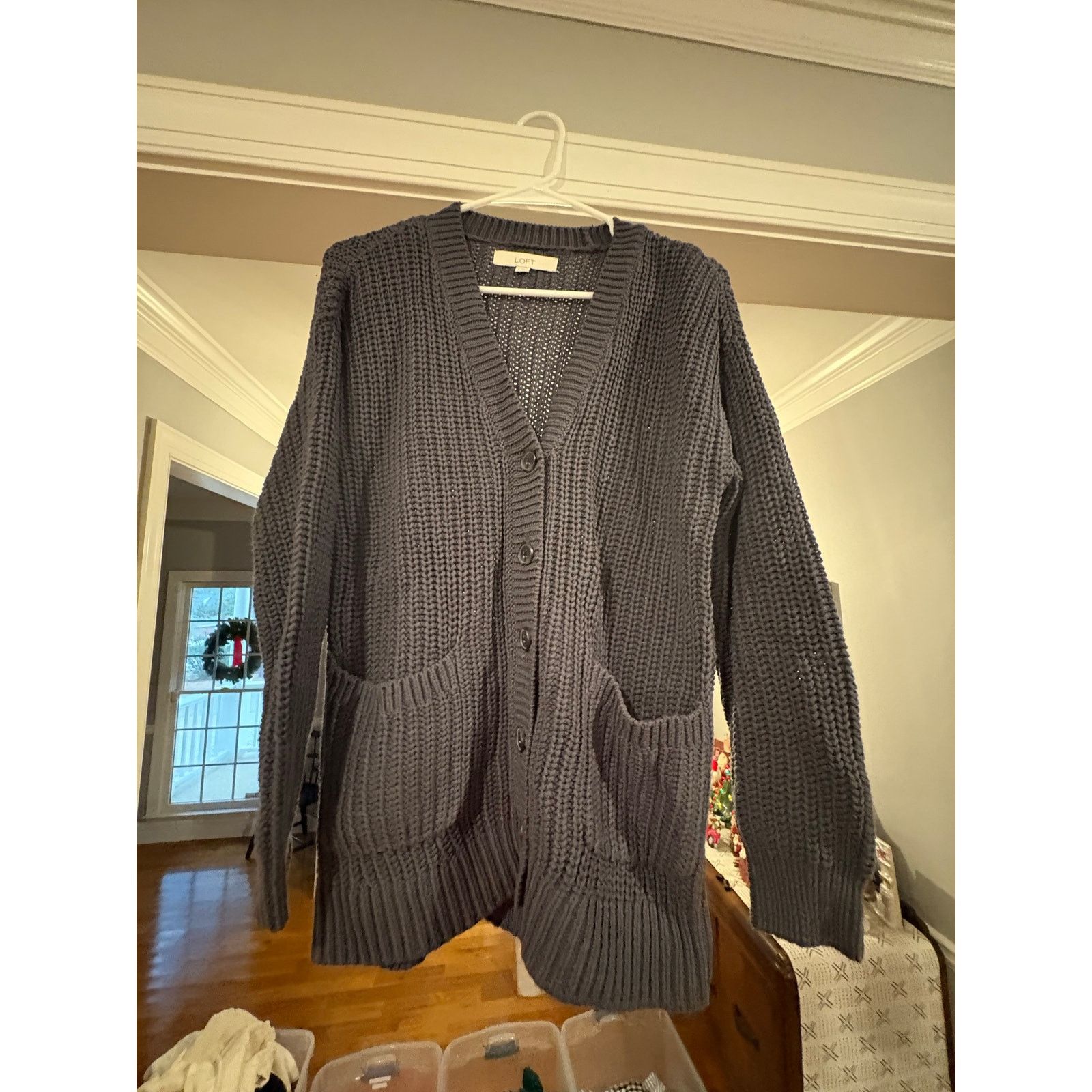 Loft LOFT Women’s Chunky Knit Cardigan Size Small Navy Size S / US 4 / IT 40 - 2 Thumbnail