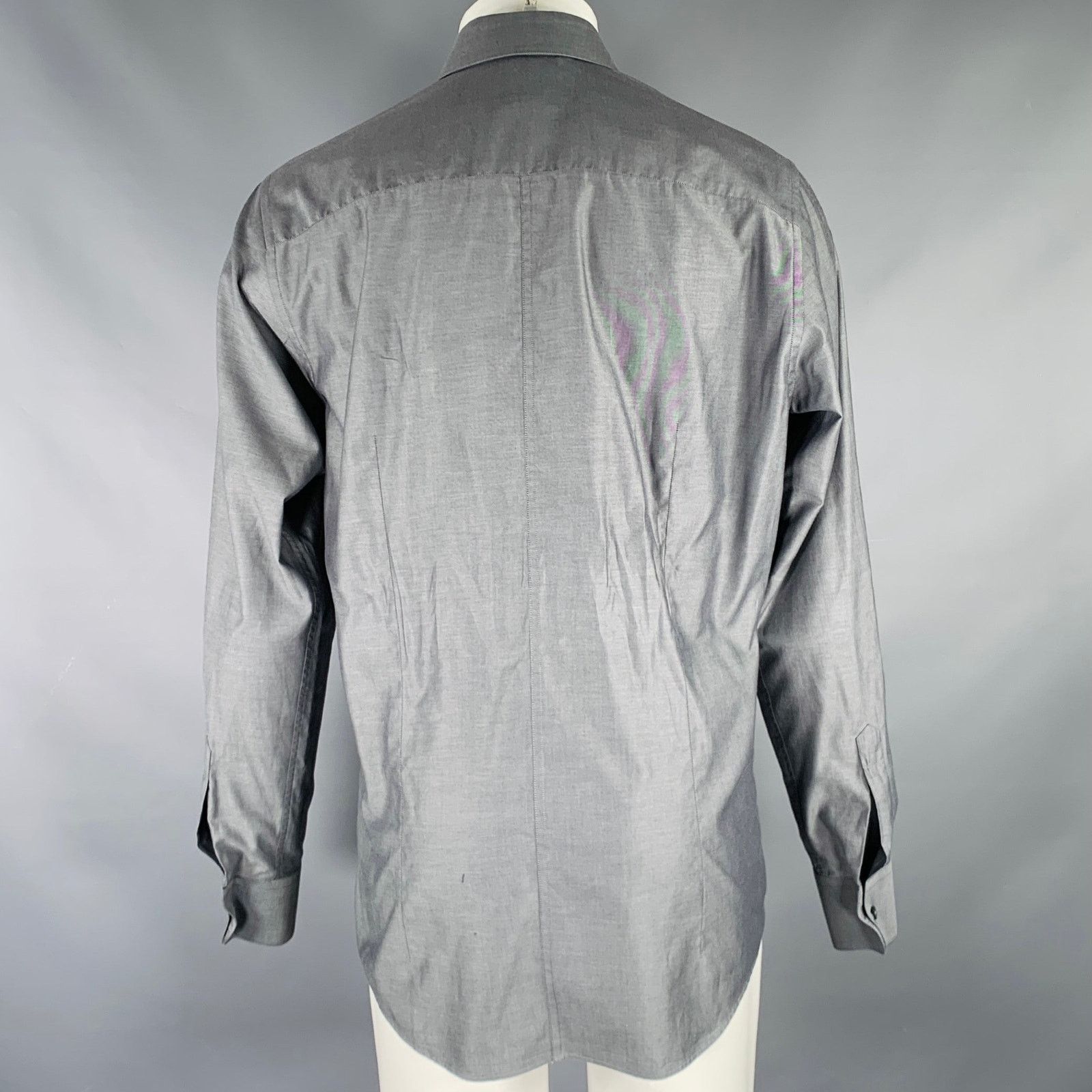 Dolce & Gabbana Size M Grey Cotton Button Up Long Sleeve Shirt Size US M / EU 48-50 / 2 - 4 Thumbnail