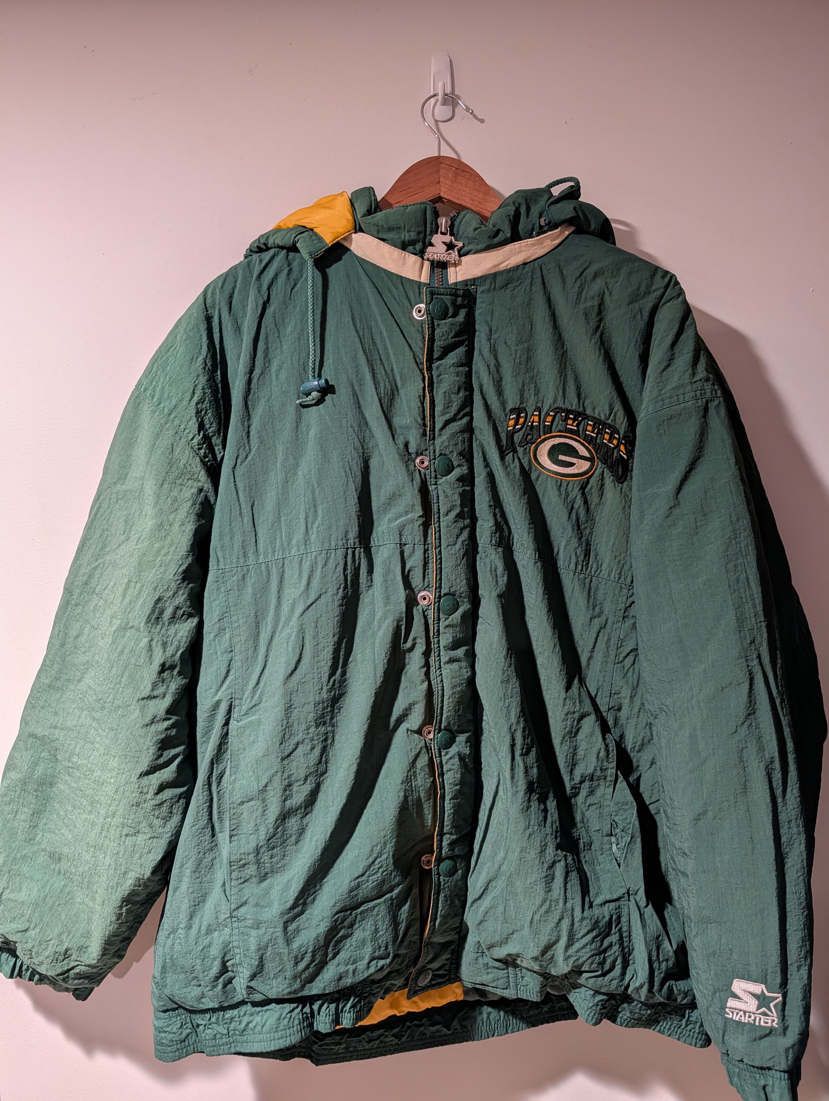 Starter Vintage 90s Green Bay Packers Starter Hooded Puffer Jacket Size US L / EU 52-54 / 3 - 4 Thumbnail