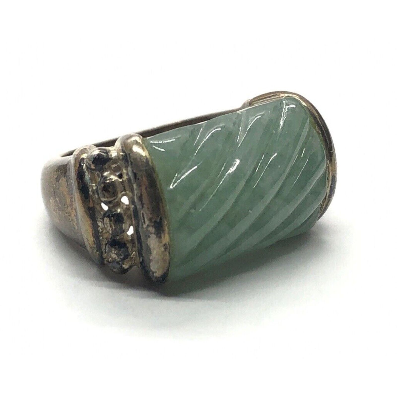 Vintage Judith Ripka Sterling Silver Ring 925 Size 6 Band Jade Size ONE SIZE - 4 Thumbnail