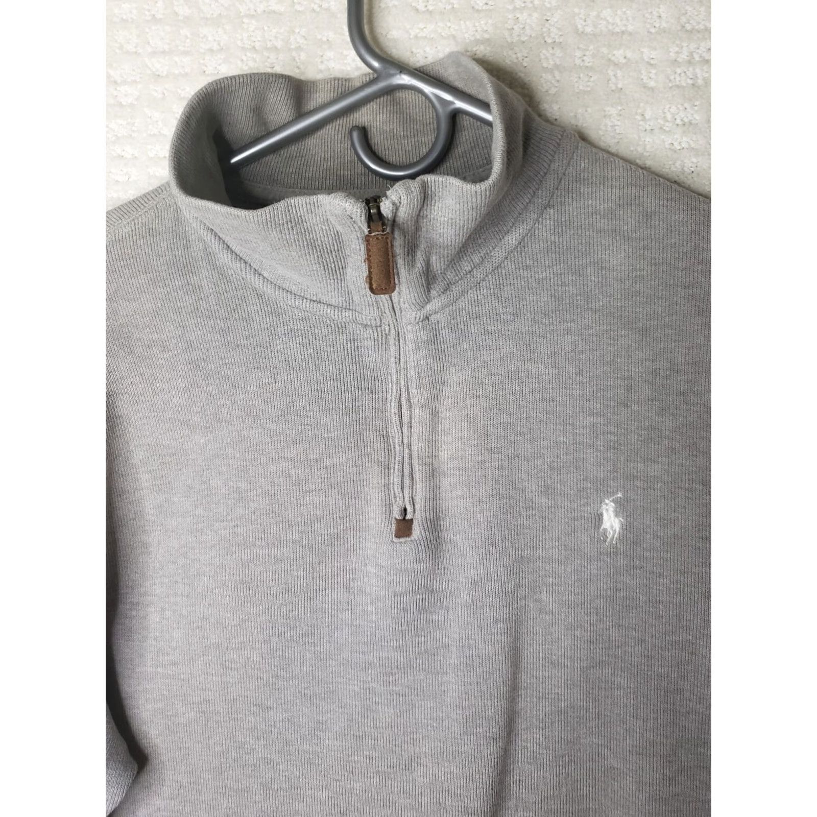 Polo Ralph Lauren Polo Ralph Lauren Sweater Men L Gray Mock Neck 1/4 Zip Pullover Long Sleeve Casual Workwear Modern Logo, Cotton Knit, Regular Fit Size US L / EU 52-54 / 3 - 3 Thumbnail