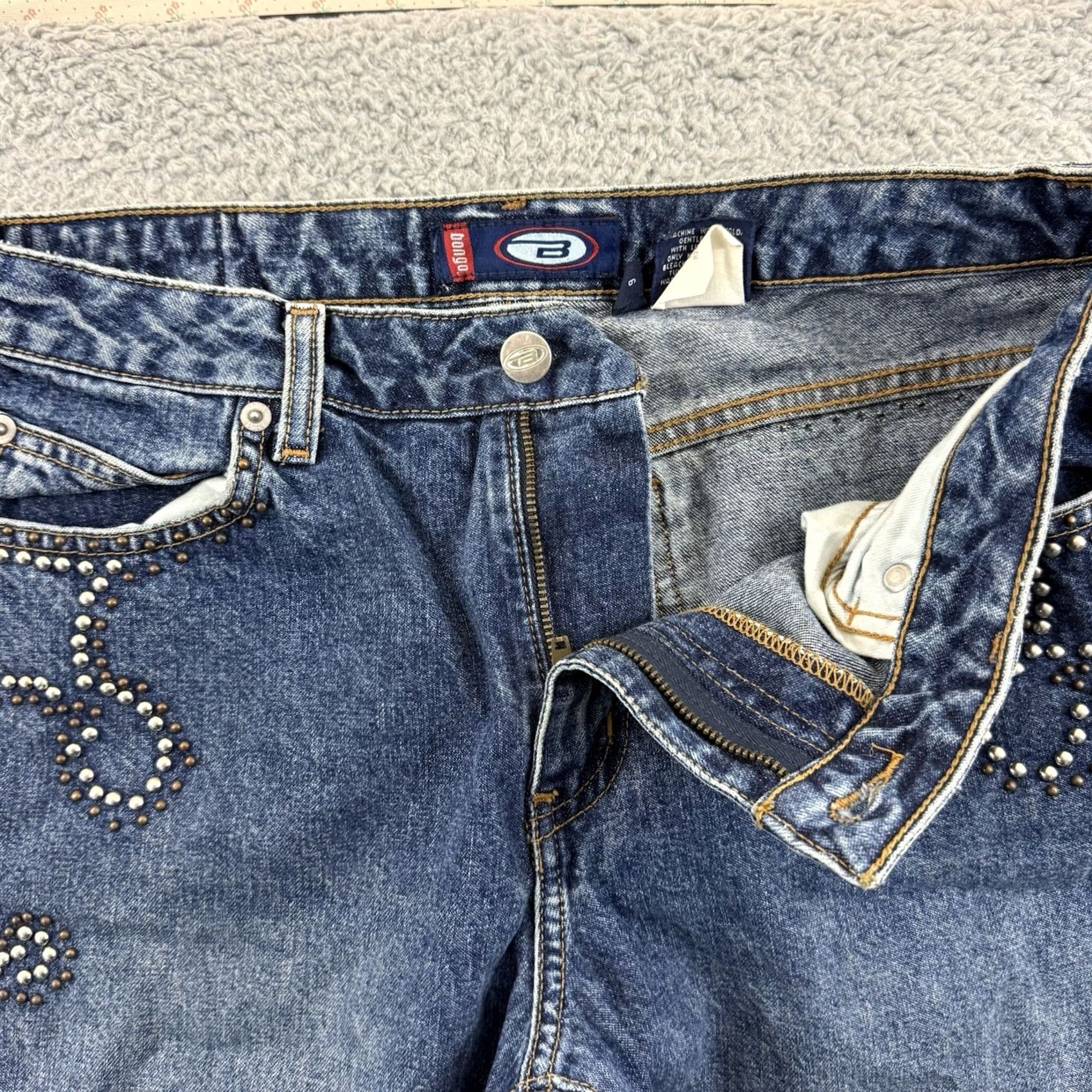Vintage VINTAGE Bongo Jeans Womens 9 Blue Denim 90s Low Rise Flare Studded Cowgirl Y2K Size 30" / US 8 / IT 44 - 4 Thumbnail