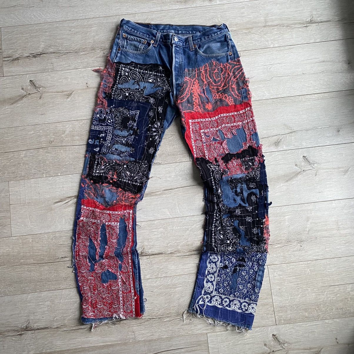 Levi's Reworked Levi’s Bandana Custom Jeans Proleta re Art Size US 34 / EU 50 - 1 Thumbnail