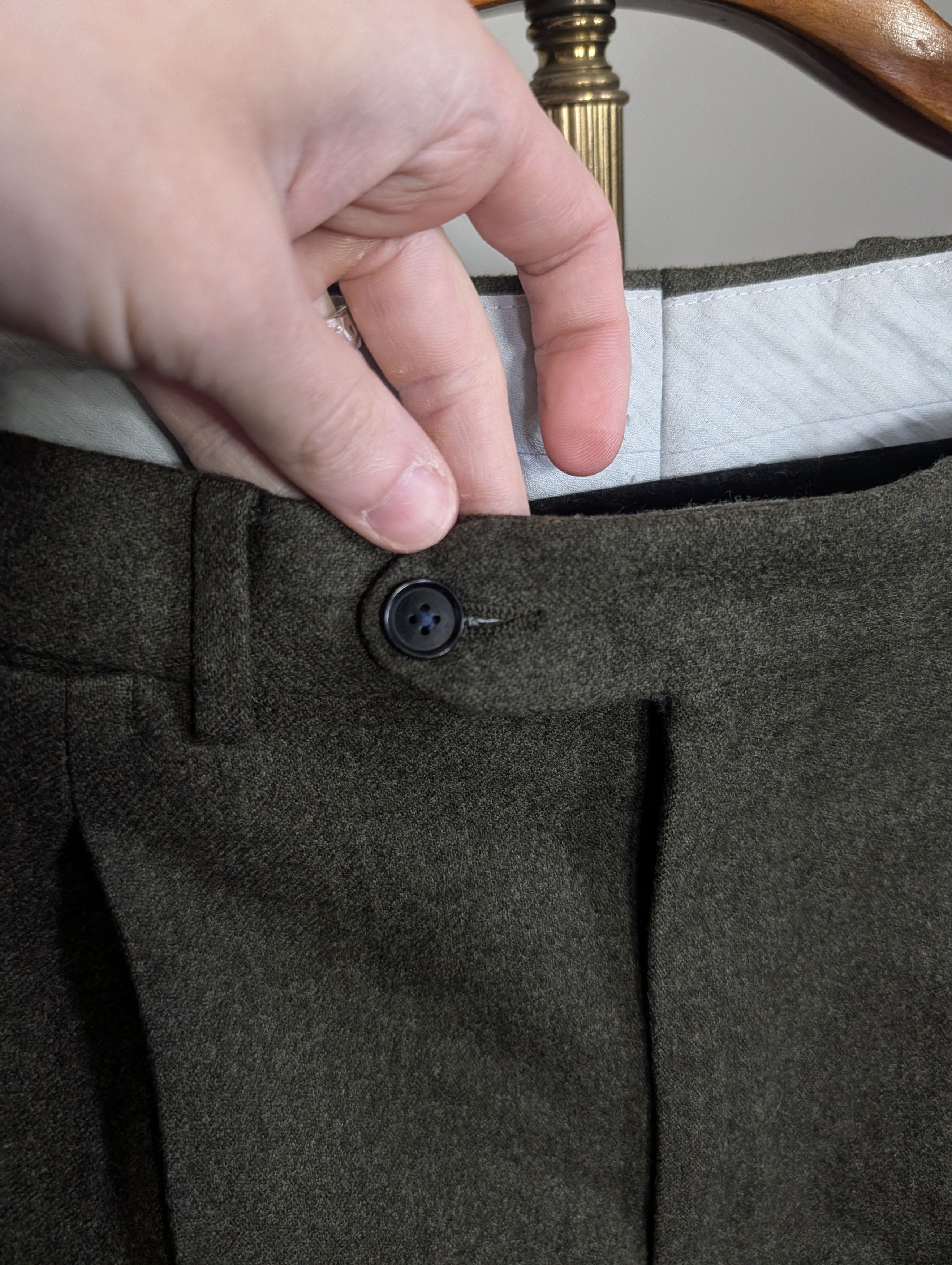 Palmer Trading Company PALMER LONDON green flannel Super 100s wool pants Size US 34 / EU 50 - 5 Thumbnail