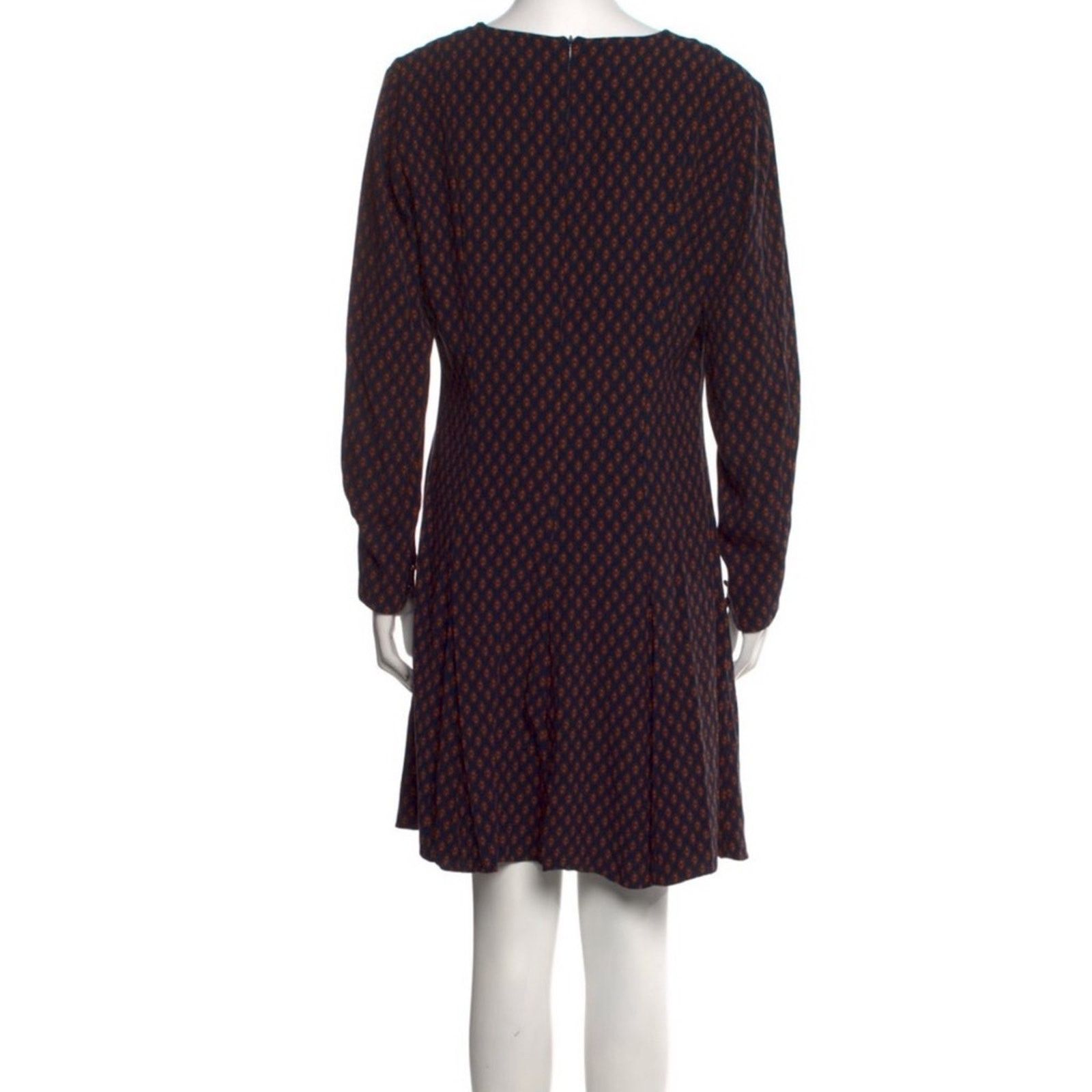 Jigsaw Jigsaw Navy & Rust Polka Dot Long Sleeve Mini Dress Size M / US 6-8 / IT 42-44 - 2 Thumbnail