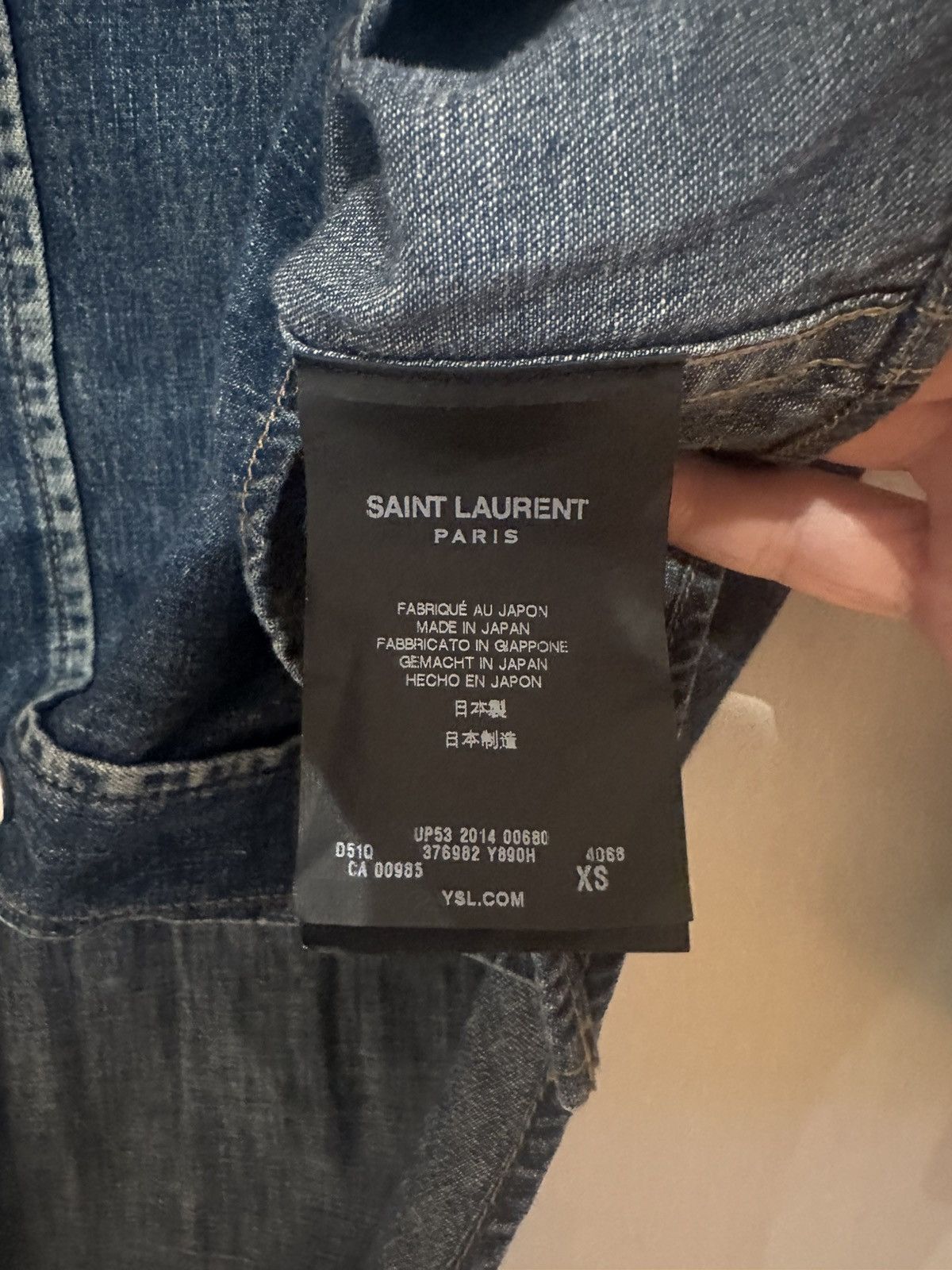 Saint Laurent Paris SS15 Denim Shirt Psych Rock XS Size US XS / EU 42 / 0 - 6 Thumbnail