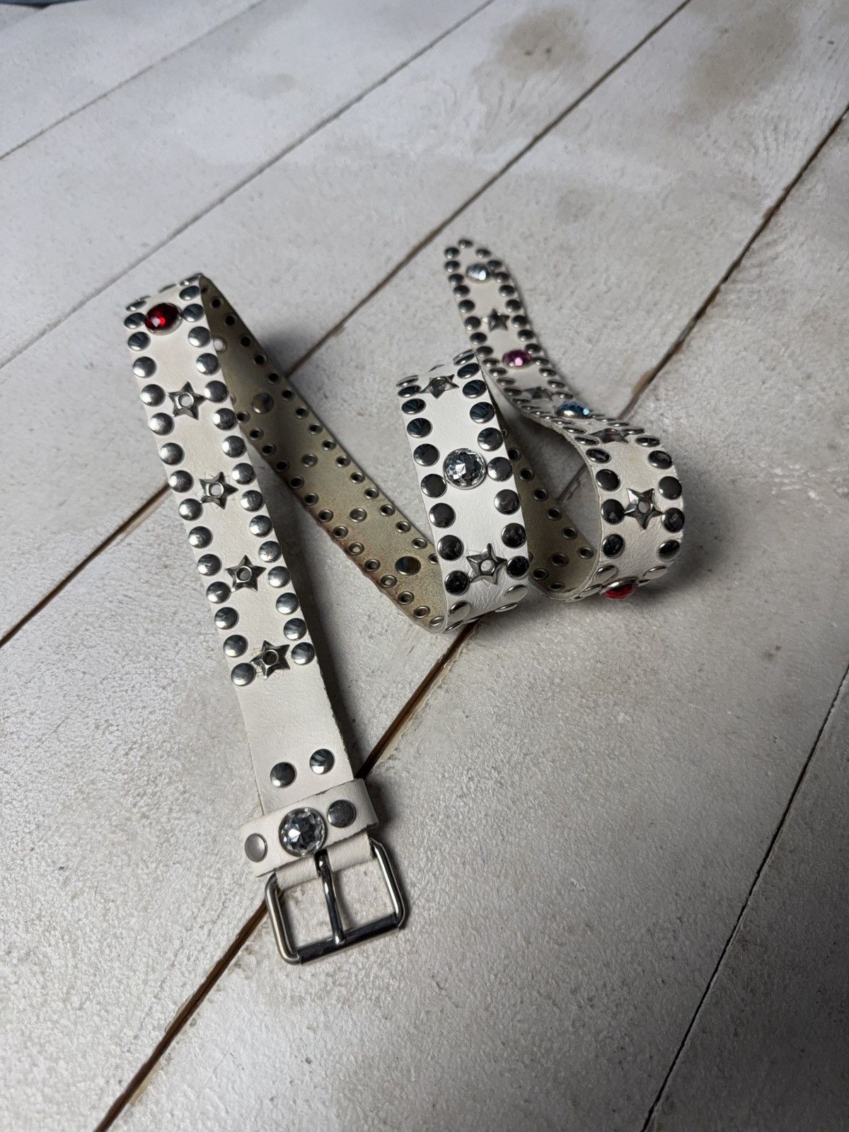 Hysteric Glamour Vintage Leather Belt Y2K Rhinestones Punk Metal Avant Garde Size ONE SIZE - 2 Thumbnail