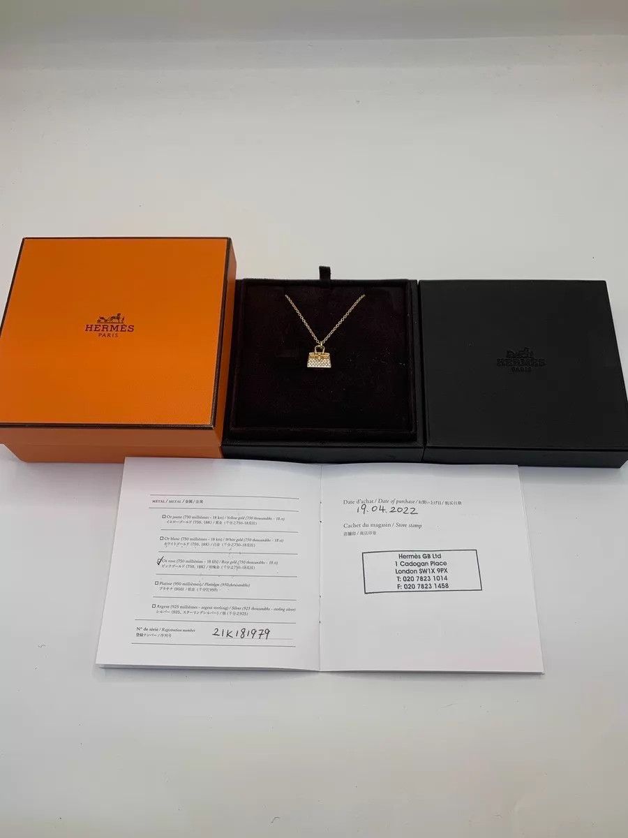 Hermes Hermès 2022 Rose Gold BK Full Diamond Necklace w/ Box & Card Size ONE SIZE - 6 Thumbnail