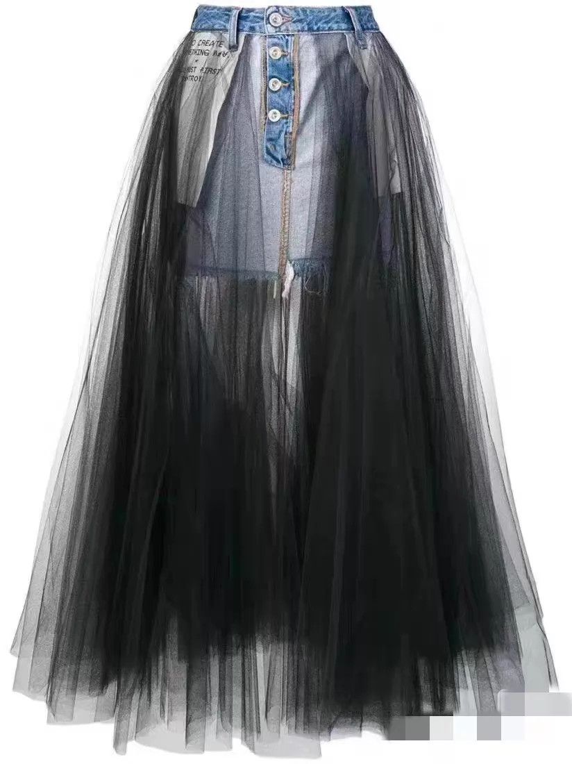 Ben Taverniti Unravel Project unravel project two-way denim tulle skirt 25 worn once Size 25" / US 0 / IT 36 - 7 Thumbnail