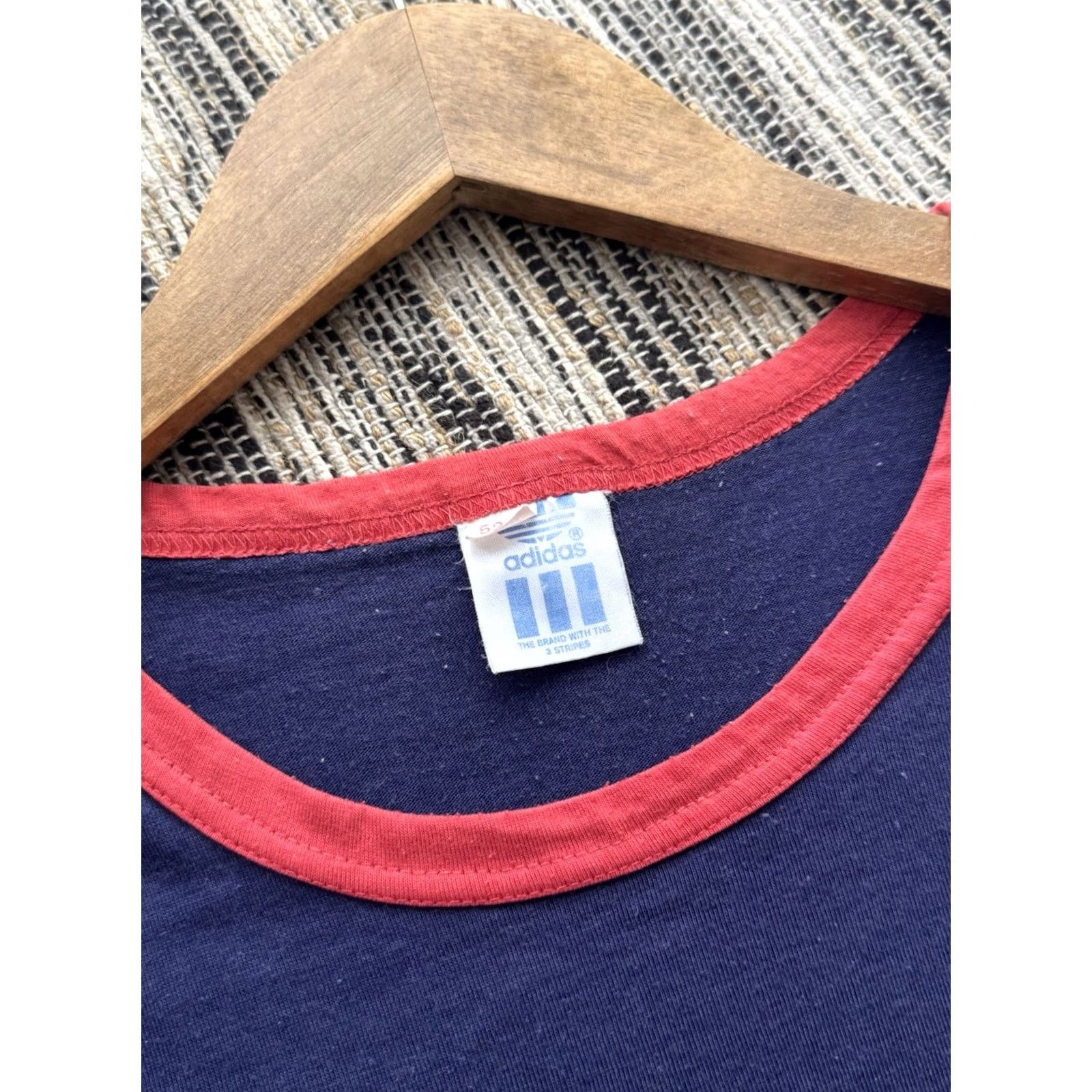 Adidas VINTAGE Adidas Double Logo T Shirt Mens L 80s 90s Blue City Retro Rare Logo USA Japanese Style Size US L / EU 52-54 / 3 - 7 Thumbnail