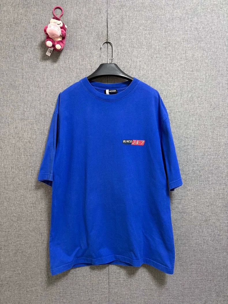 Balenciaga Balenciaga Electric Blue 2417 Logo Short Sleeve T-Shirt Si Size US M / EU 48-50 / 2 - 1 Thumbnail