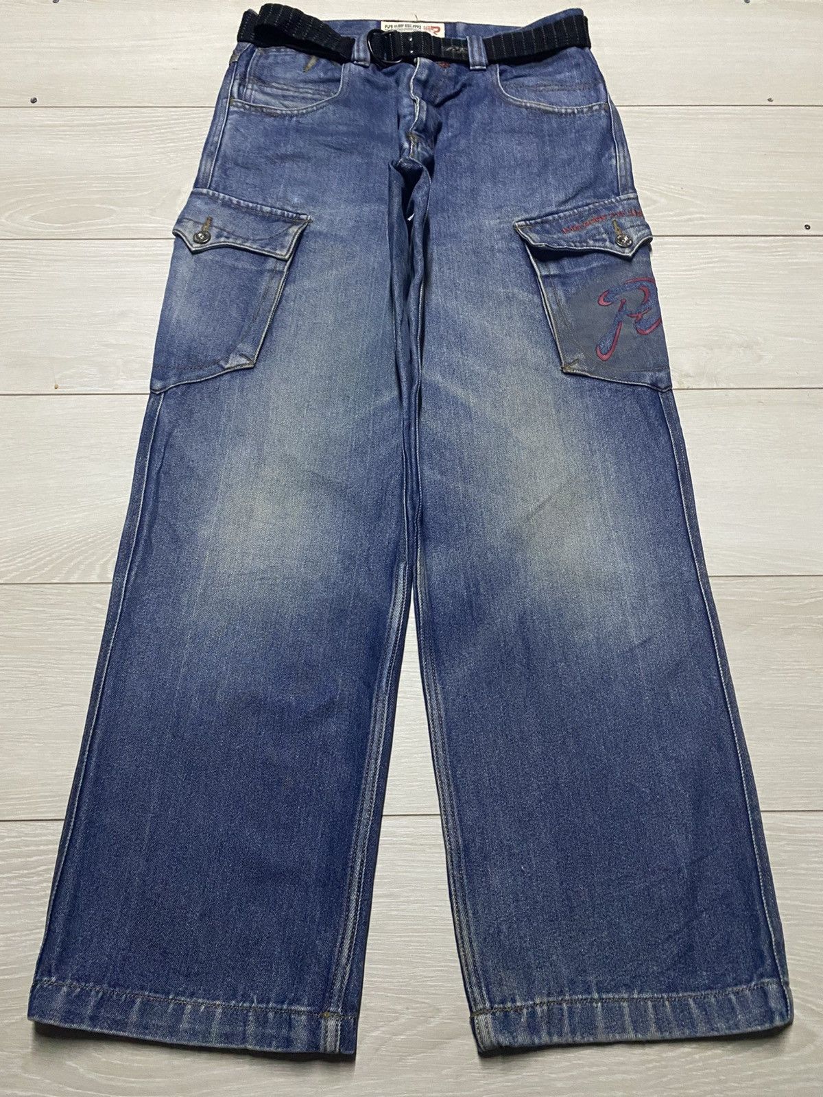 JNCO PJ’s Surfo Blue Wash With Belt Cargo Baggy Jeans Size US 32 / EU 48 - 1 Thumbnail